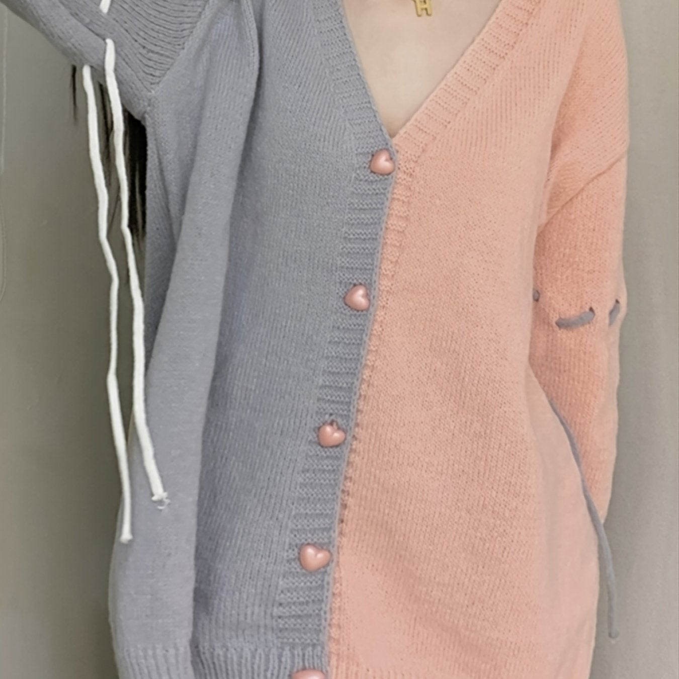 Sixsr Vintage Color Block Cardigan, V-neck Long Sleeve Cardigan For Fall & Winter, Women's Clothing