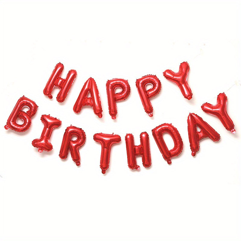 Set, 16 Inch Aluminum Film Ball Happy Birthday Happy Birthday Letter Balloon Set Decoration Party Decor Supplies