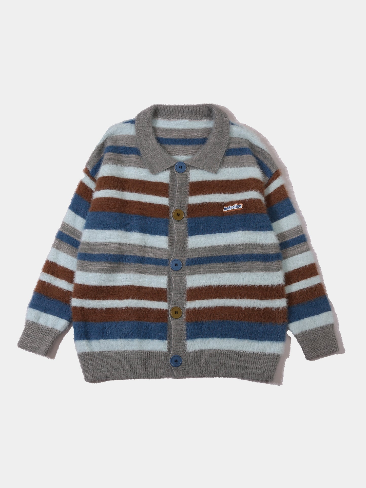Sixsr Elegant Retro Striped Mid Stretch Cardigan, Men's Casual Vintage Style V Neck Button Up Cardigan For Fall Winter