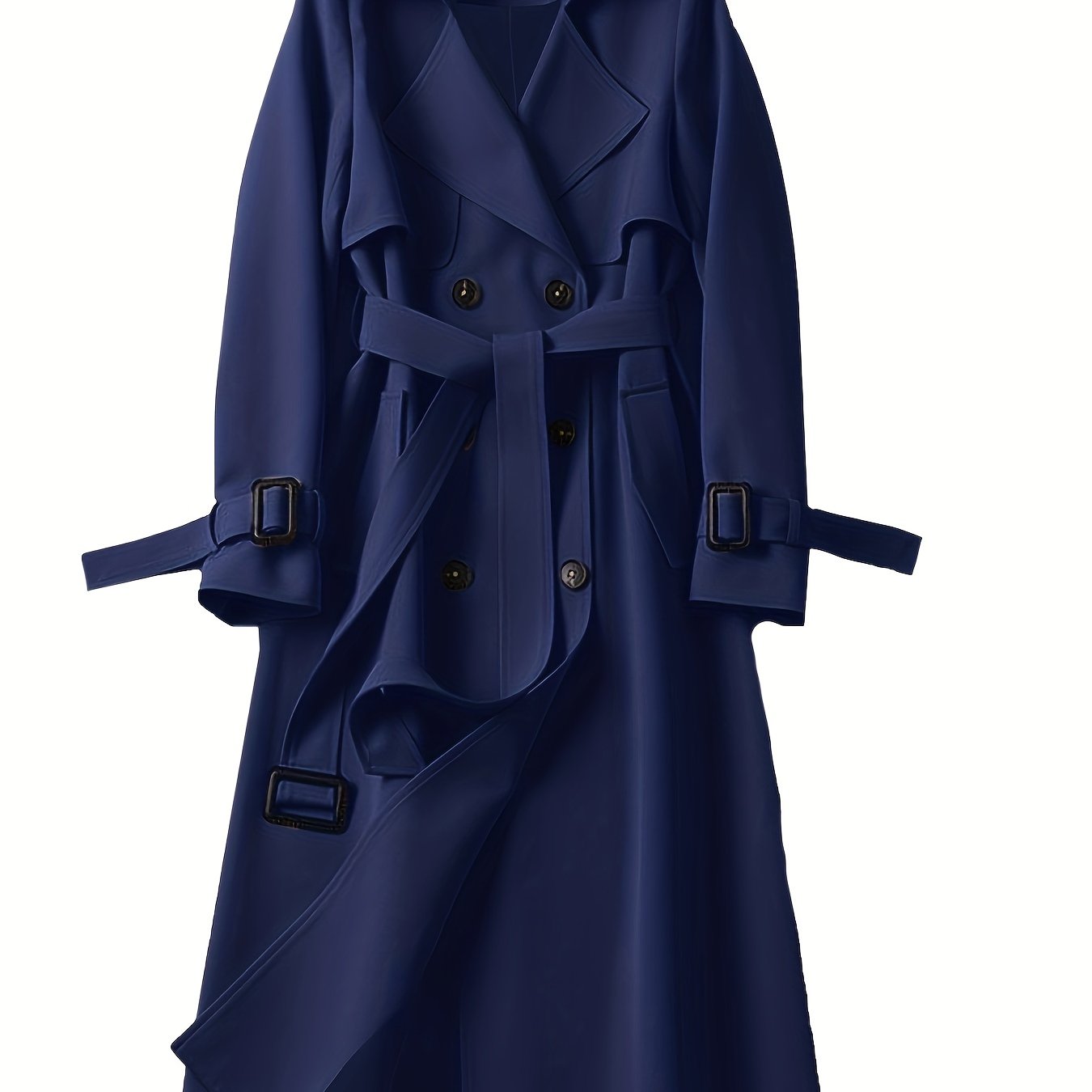 Sixsr Double Breasted Trench Coat, Casual Lapel Long Sleeve Outerwear, Women's Clothing