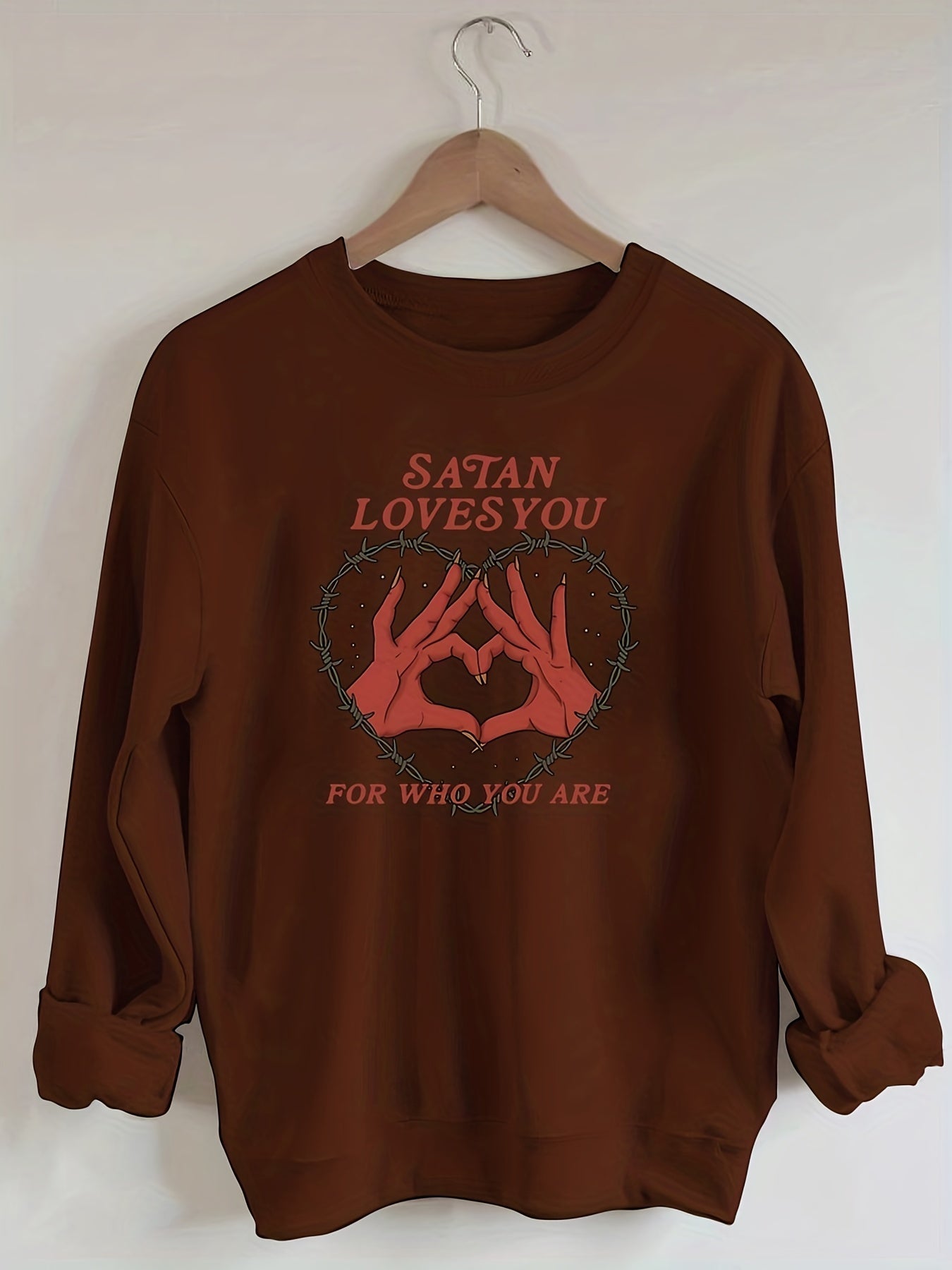 Sixsr Plus Size Casual Sweatshirt, Women's Plus Graphic & Slogan Print Long Sleeve Round Neck Sweatshirt