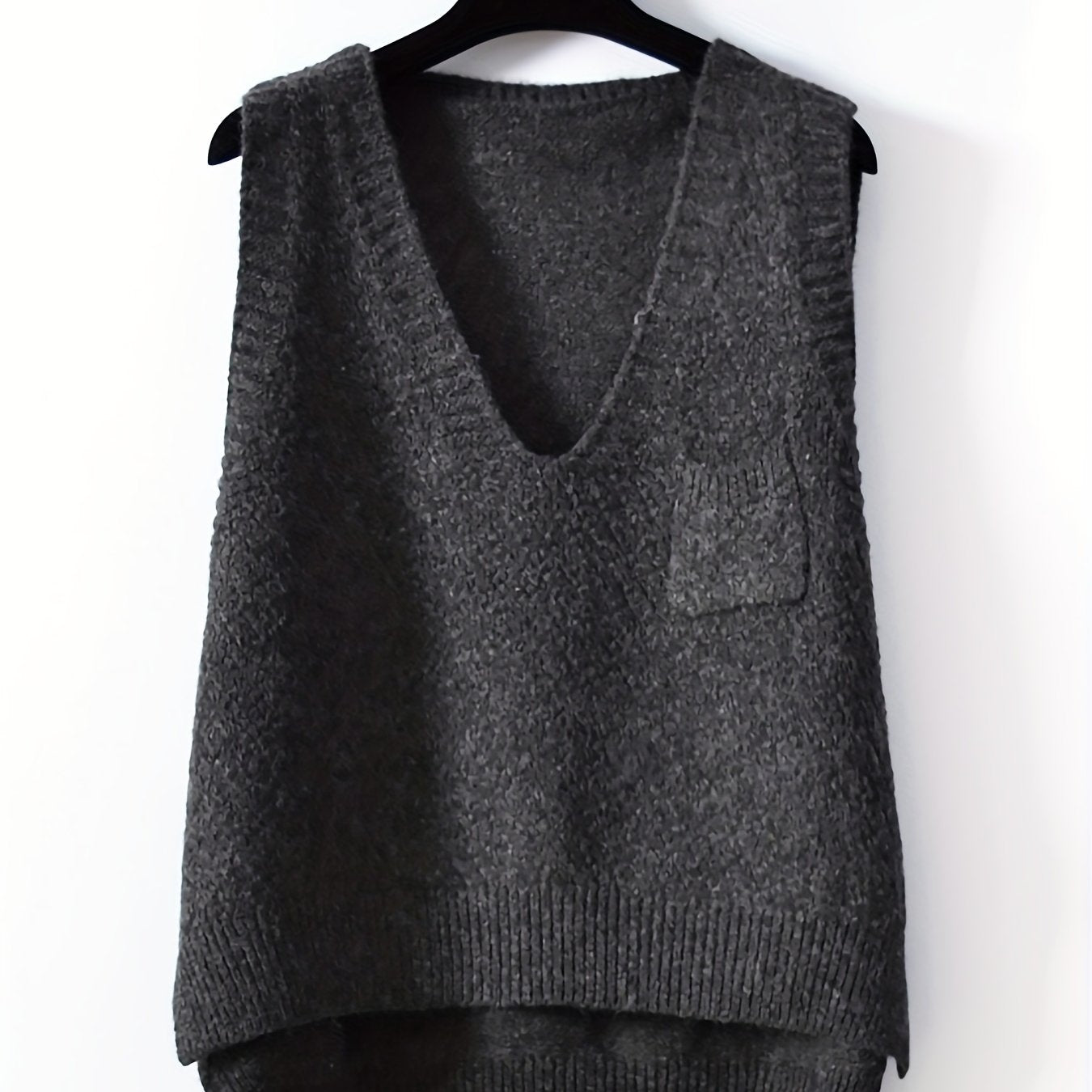 Sixsr Solid V-neck Sweater Vest, Casual Sweater Vest For Fall & Winter, Women's Clothing