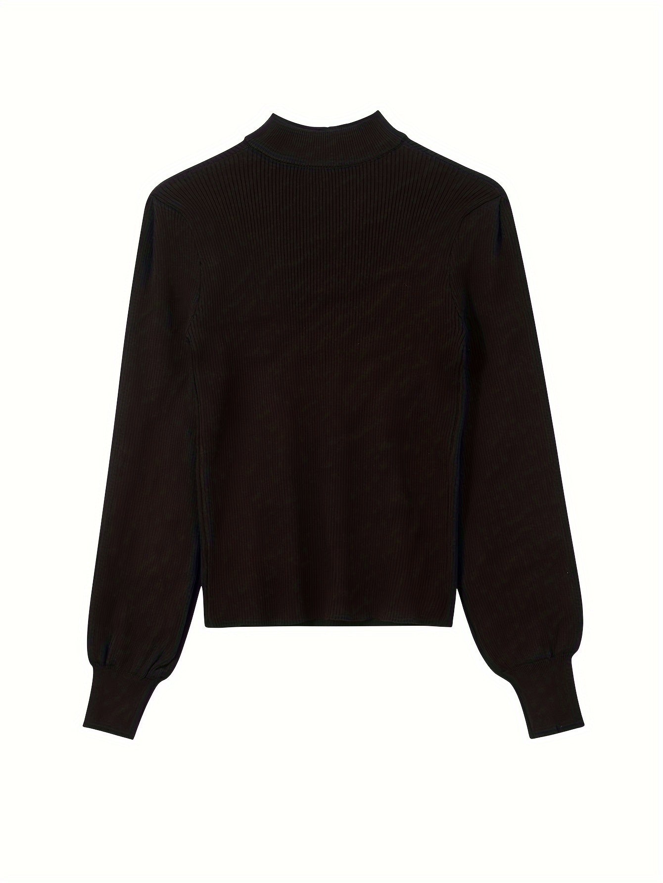 Sixsr Solid Lace Up Mock Neck Knit Sweater, Elegant Cut Out Long Sleeve Stylish Sweater, Women's Clothing
