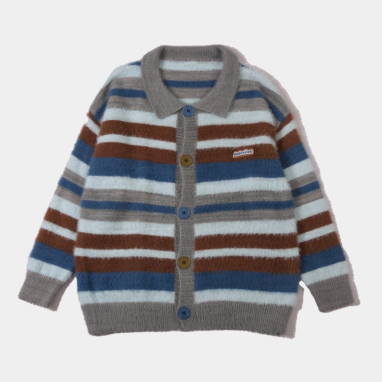 Sixsr Elegant Retro Striped Mid Stretch Cardigan, Men's Casual Vintage Style V Neck Button Up Cardigan For Fall Winter