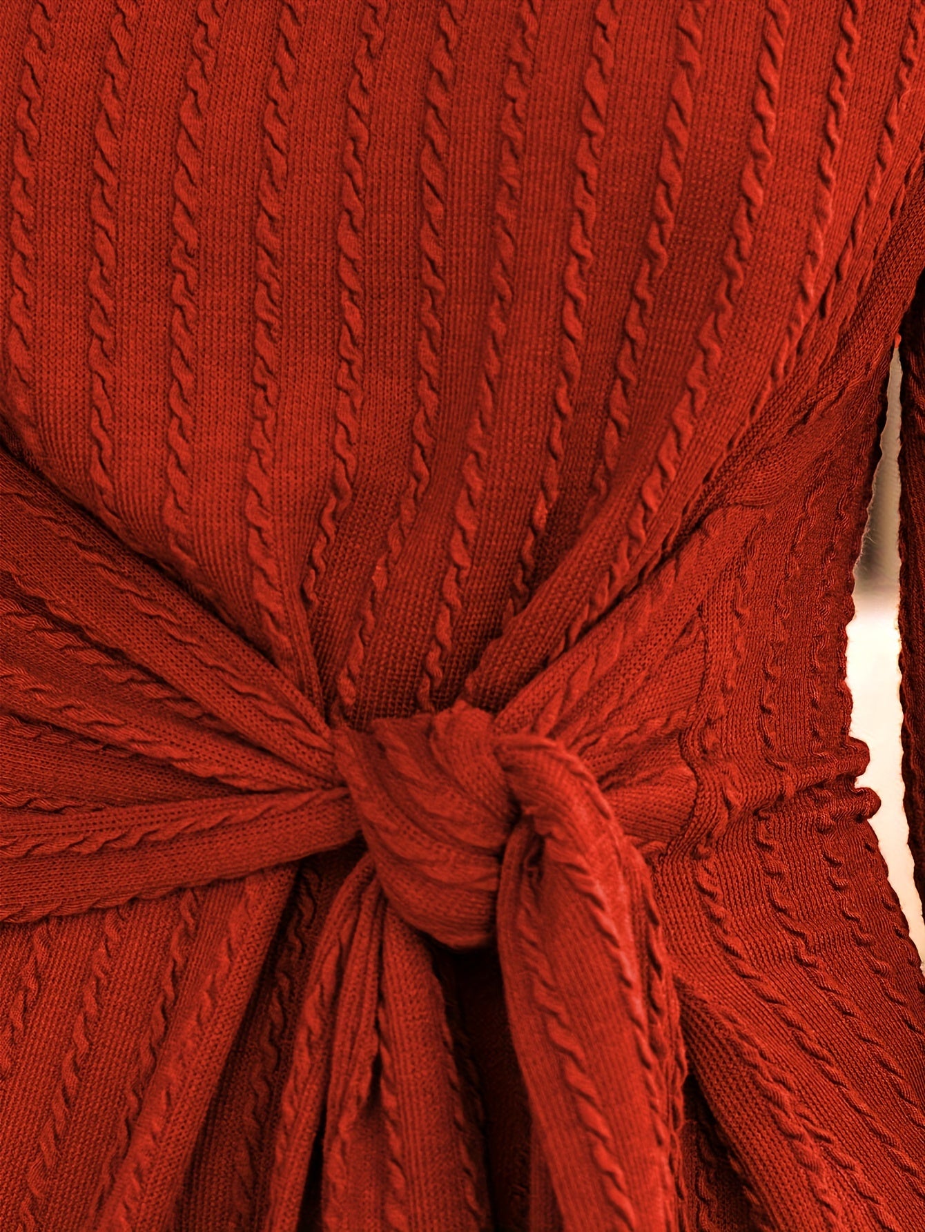 Sixsr Textured Tie Front Dress, Casual Lantern Sleeve Bodycon Mini Dress, Women's Clothing