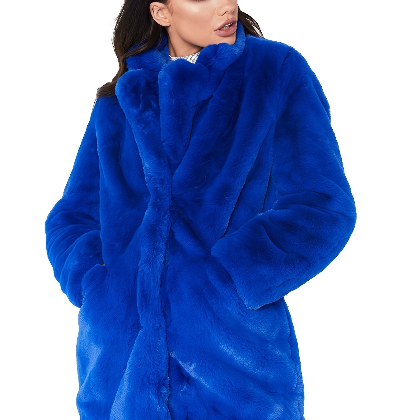 Sixsr Winter Warm Plush Loose Coat, Casual Long Sleeve Fashion Teddy Outerwear, Women's Clothing