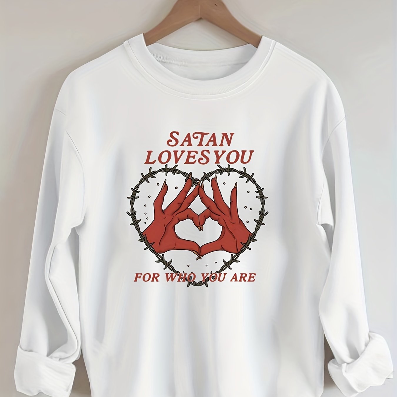 Sixsr Plus Size Casual Sweatshirt, Women's Plus Graphic & Slogan Print Long Sleeve Round Neck Sweatshirt
