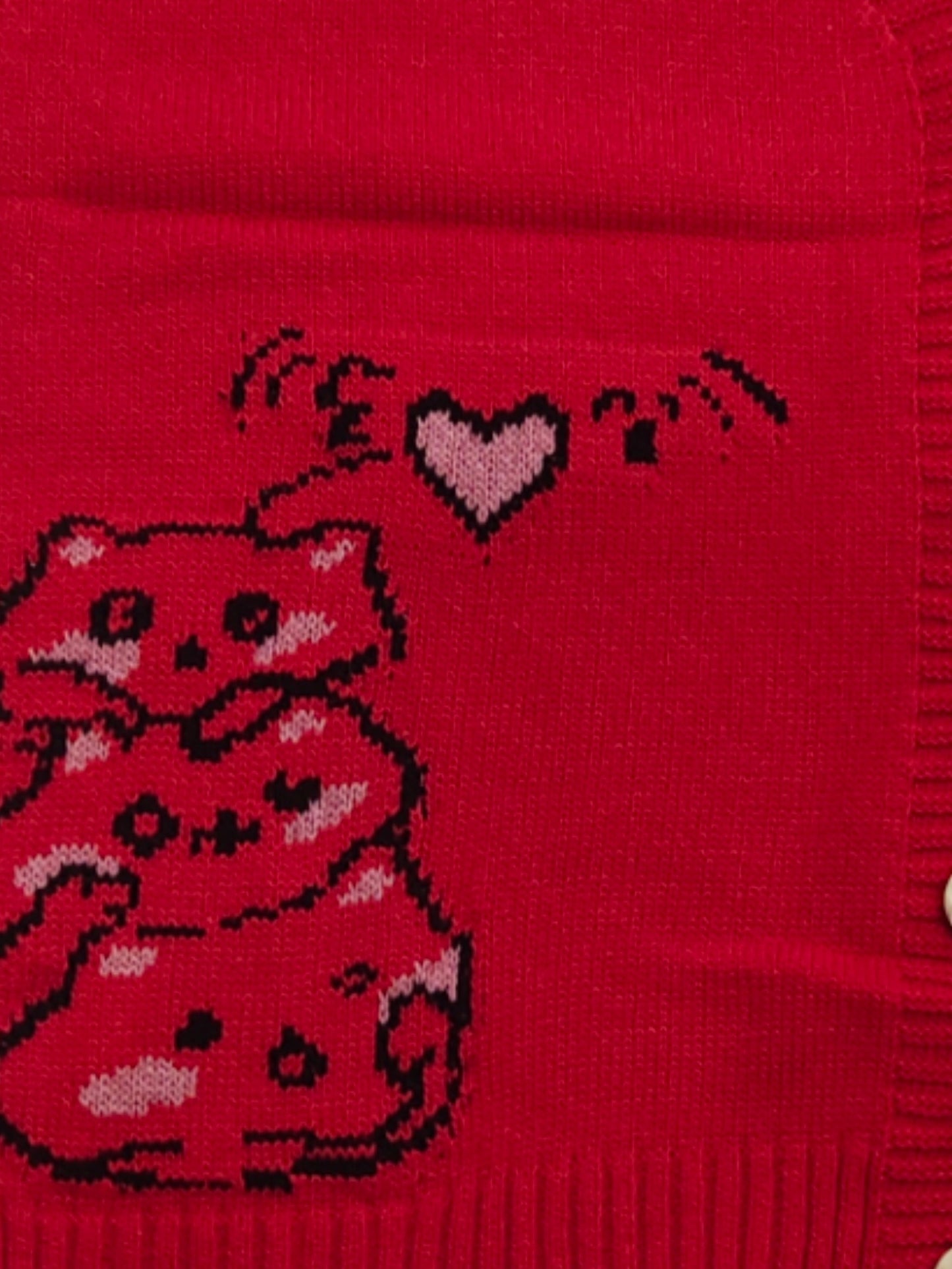 Sixsr Cartoon Pattern Button Front Sweater Veat, Elegant Sleeveless Vest, Women's Clothing