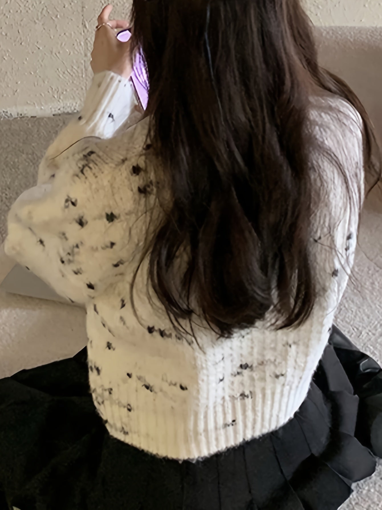 Sixsr Allover Print Mock Neck Sweater, Casual Long Sleeve Sweater For Fall & Winter, Women's Clothing