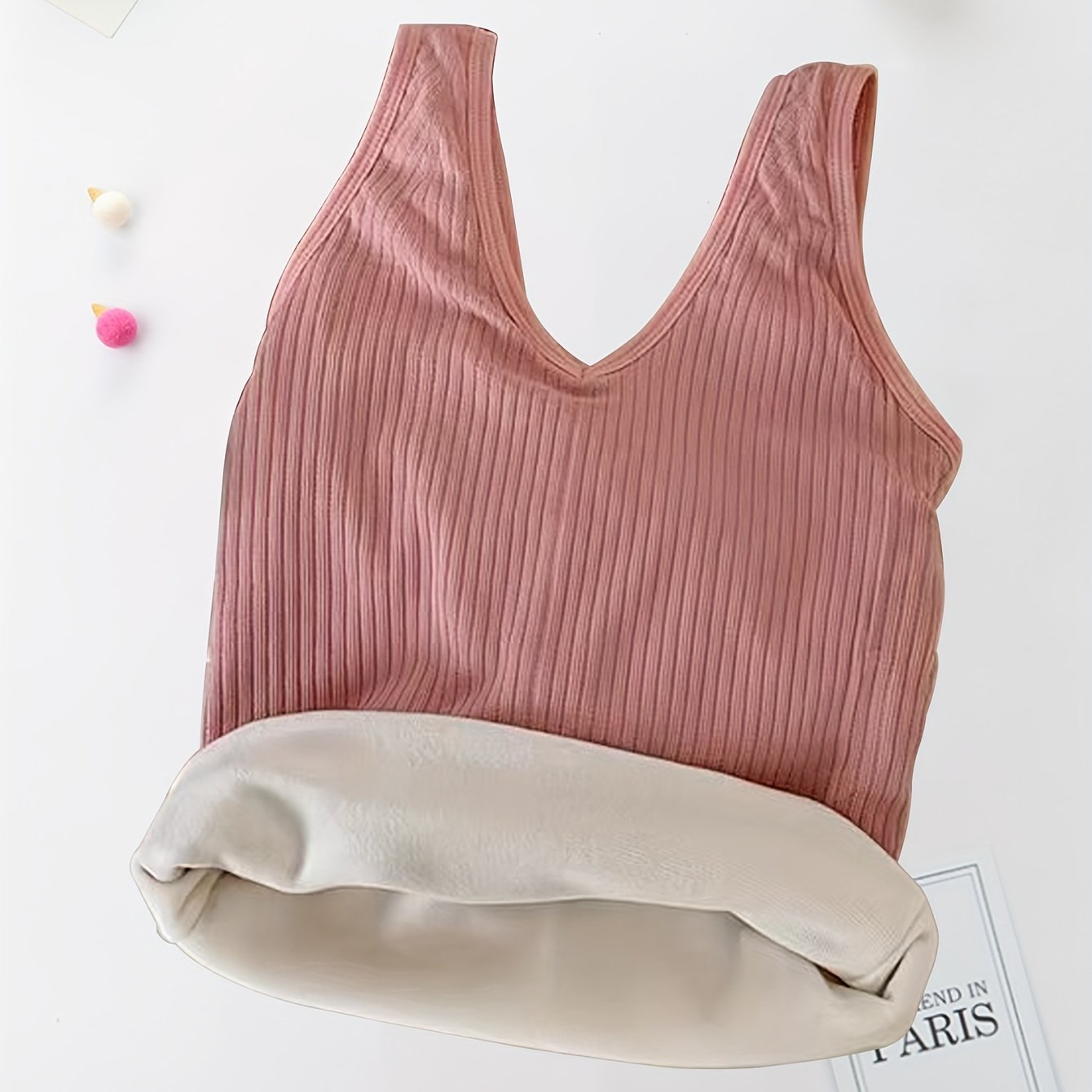 Sixsr Girls Plus Velvet Thick Vest Solid Color Warm Body-con Bottoming Vest For 13-18 Y