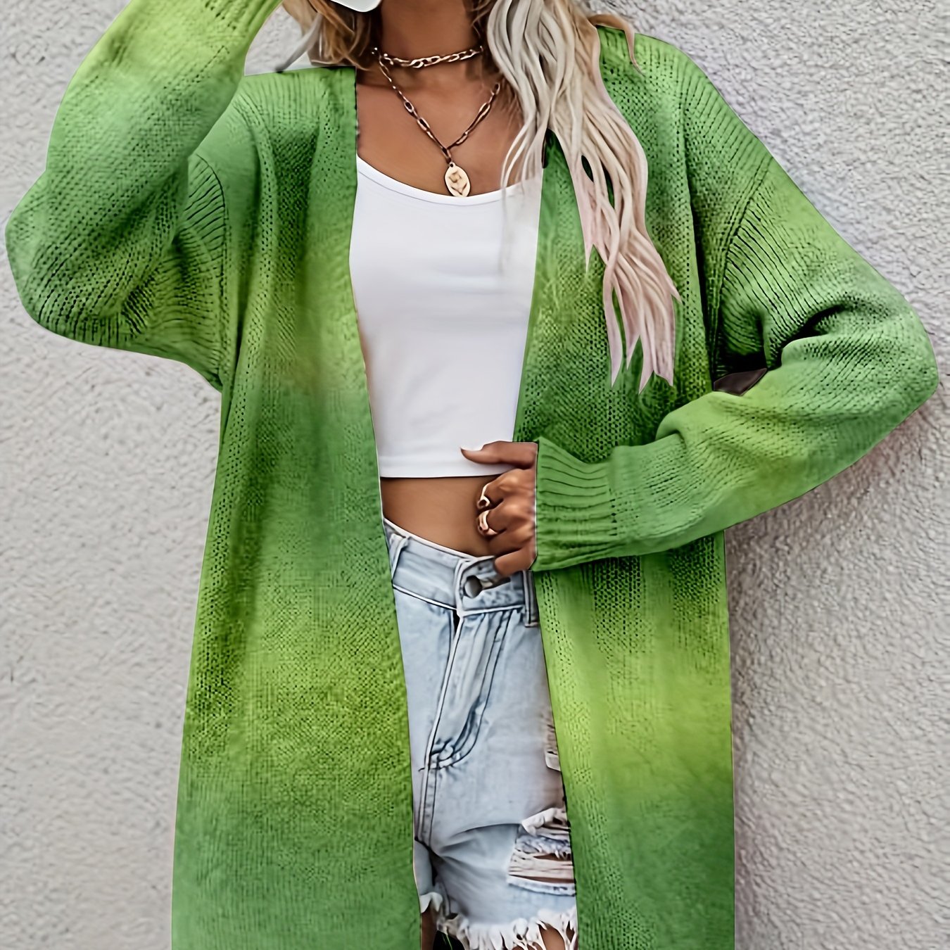 Sixsr Tie Dye Open Front Cardigan, Casual Long Sleeve Cardigan For Spring & Fall, Women's Clothing