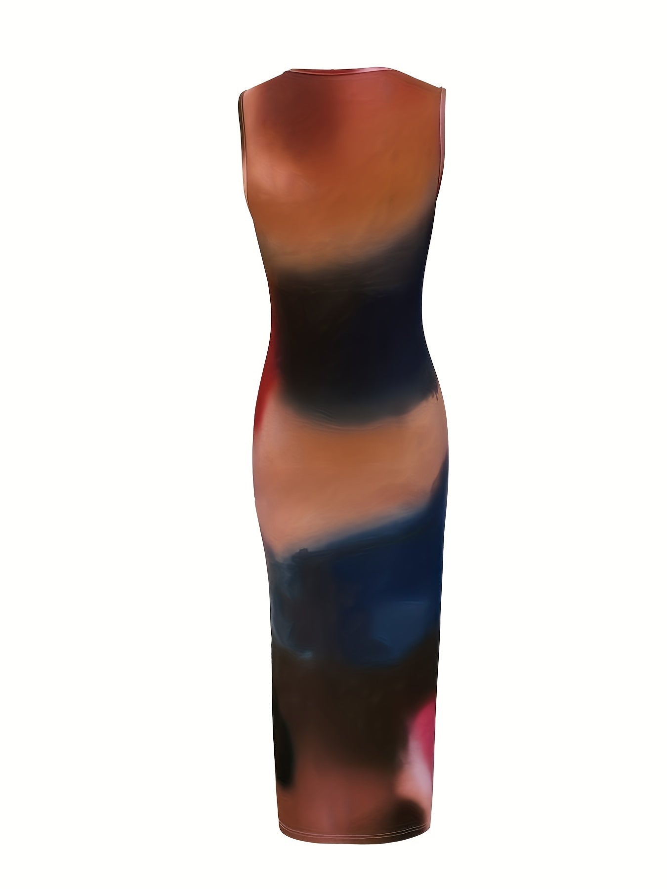 Sixsr Gradient Tank Dress, Casual Crew Neck Sleeveless Maxi Dress, Women's Clothing