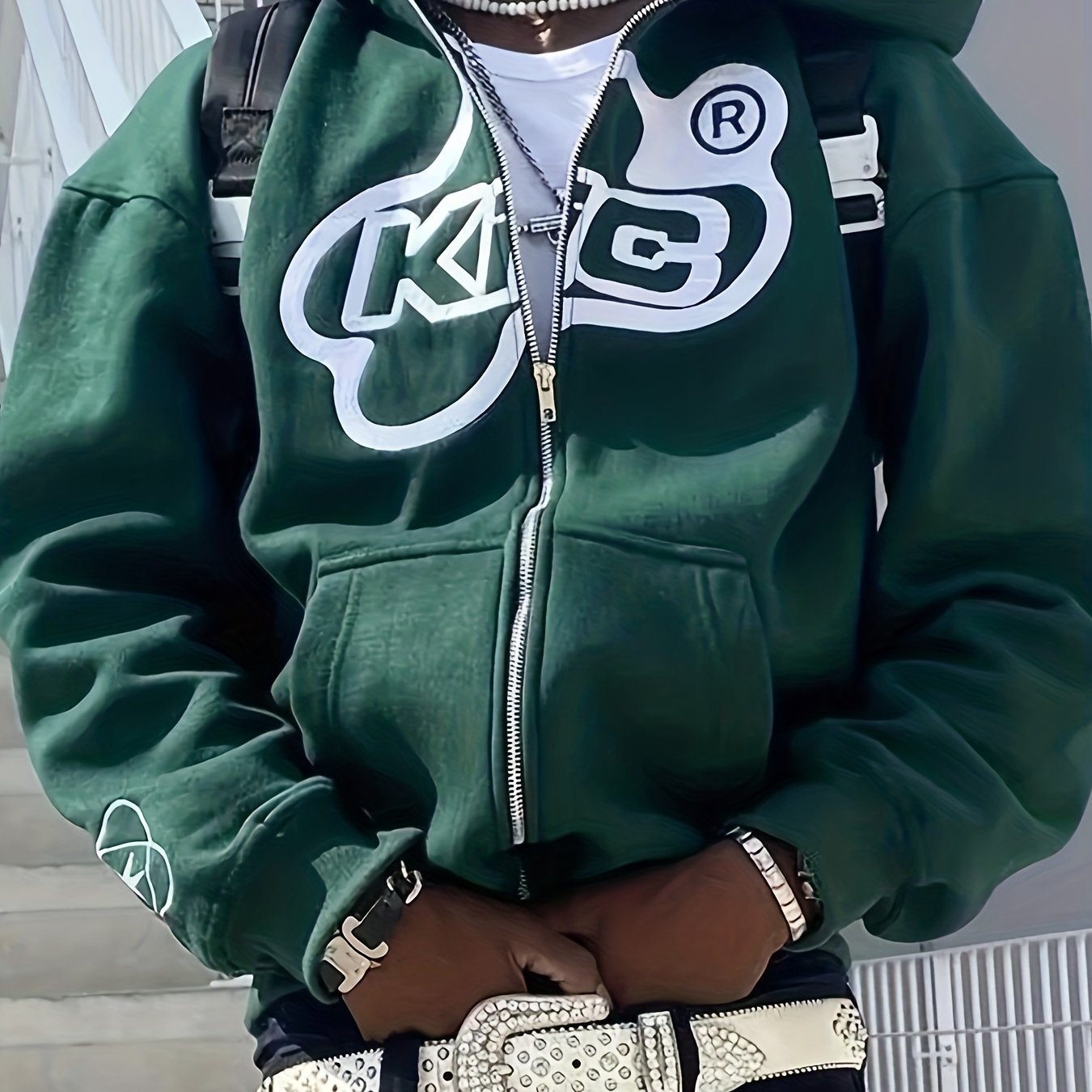 Sixsr Letter Print Zip Up Pocket Hoodie, Casual Long Sleeve Hoodie Sweatshirt, Women's Clothing