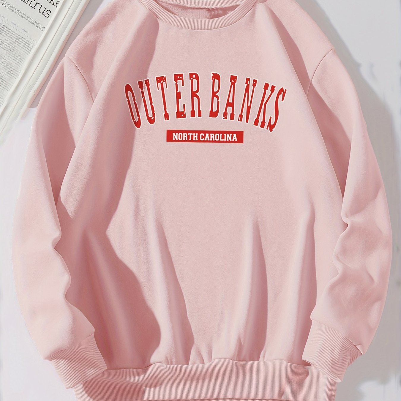 Sixsr Women's Preppy Sweatshirt Women's Casual Letter Print Long Sleeve Sweatshirt Pullover