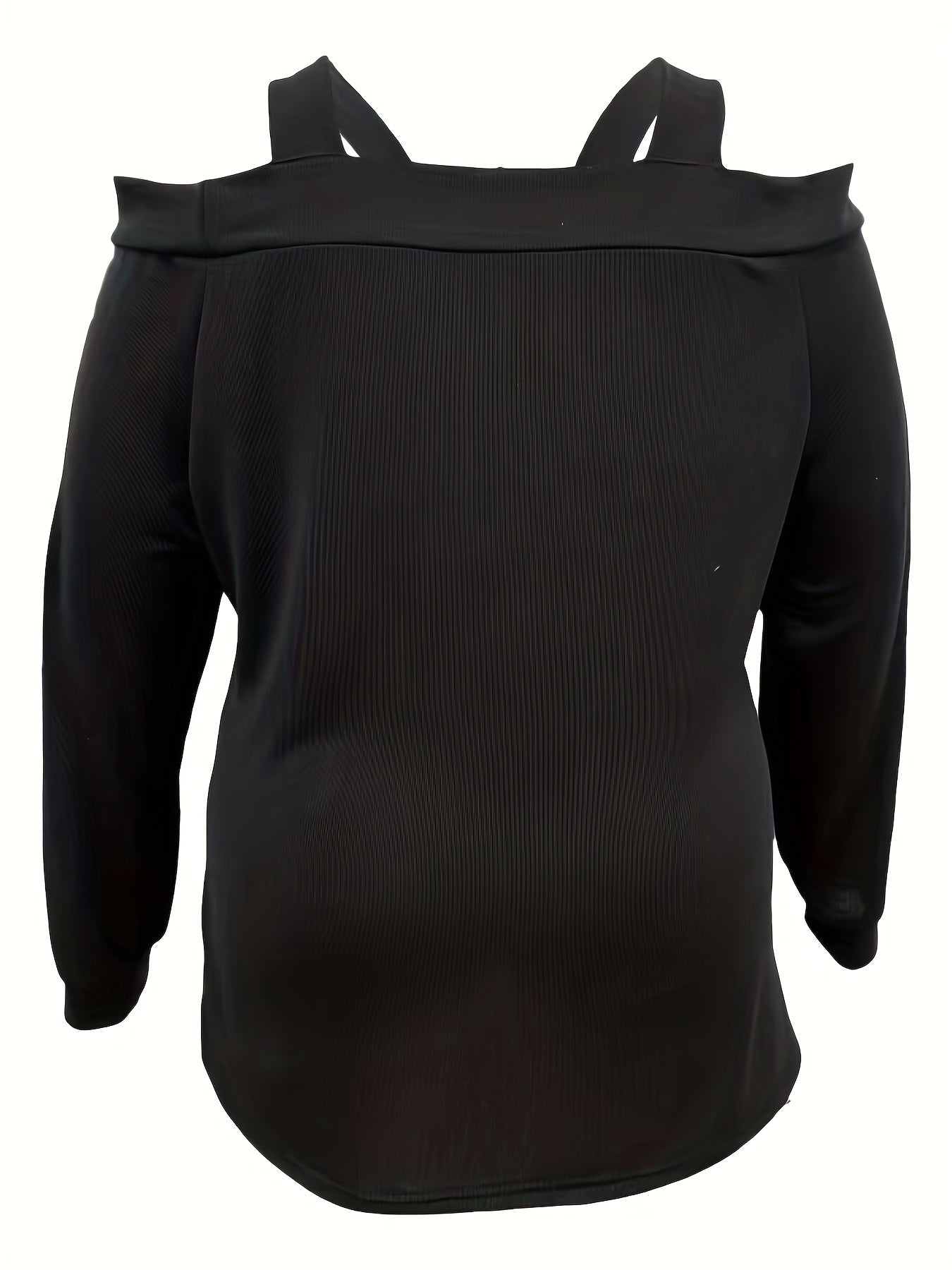 Sixsr Plus Size Cold Shoulder Cut Out Long Sleeve Tee, Women's Plus High Stretch Sexy Top