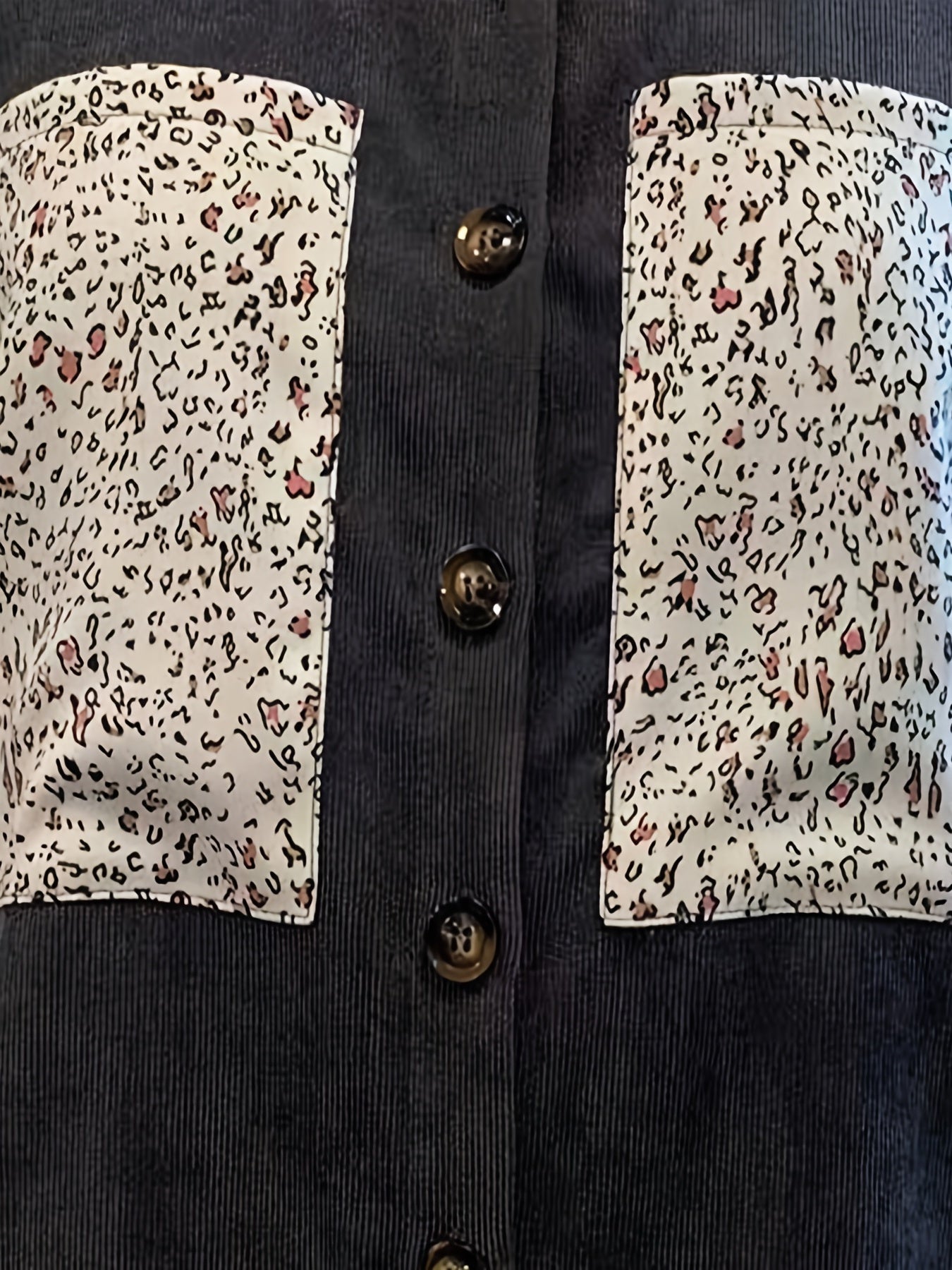 Sixsr Plus Size Casual Shirt Coat, Women's Plus Colorblock Leopard Print Button Up Long Sleeve Turn Down Collar Shacket