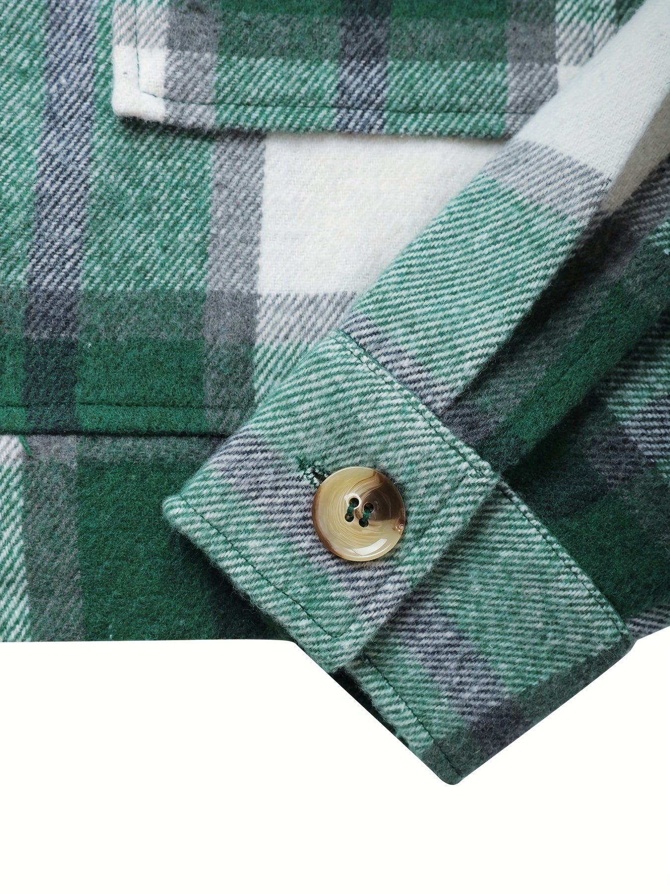 Plaid Print Button Front Jacket, Casual Long Sleeve Outerwear With Pocket, Women's Clothing