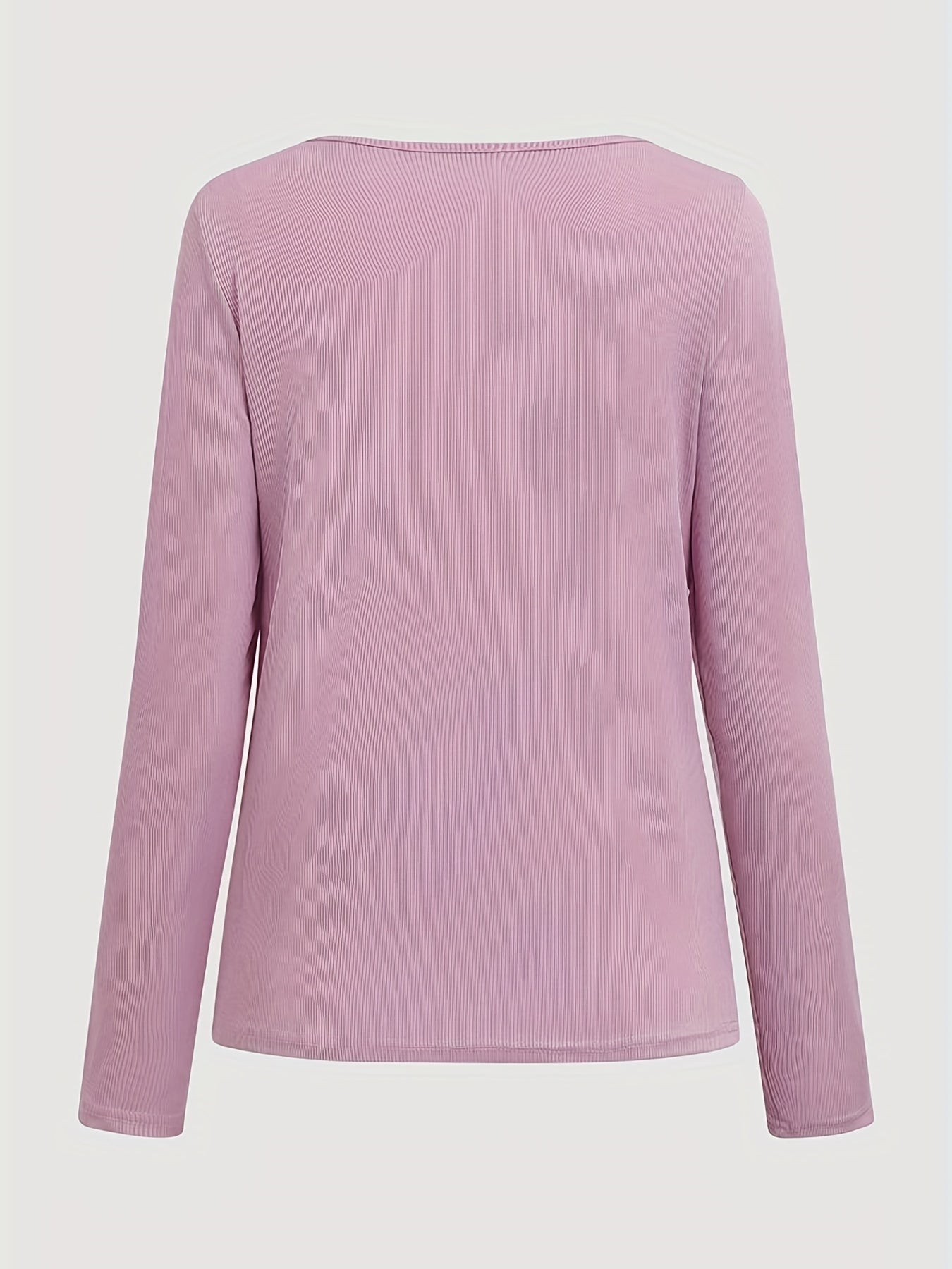 Sixsr Solid Ribbed Zipper Front T-Shirt, Casual Long Sleeve T-Shirt For Spring & Fall, Women's Clothing
