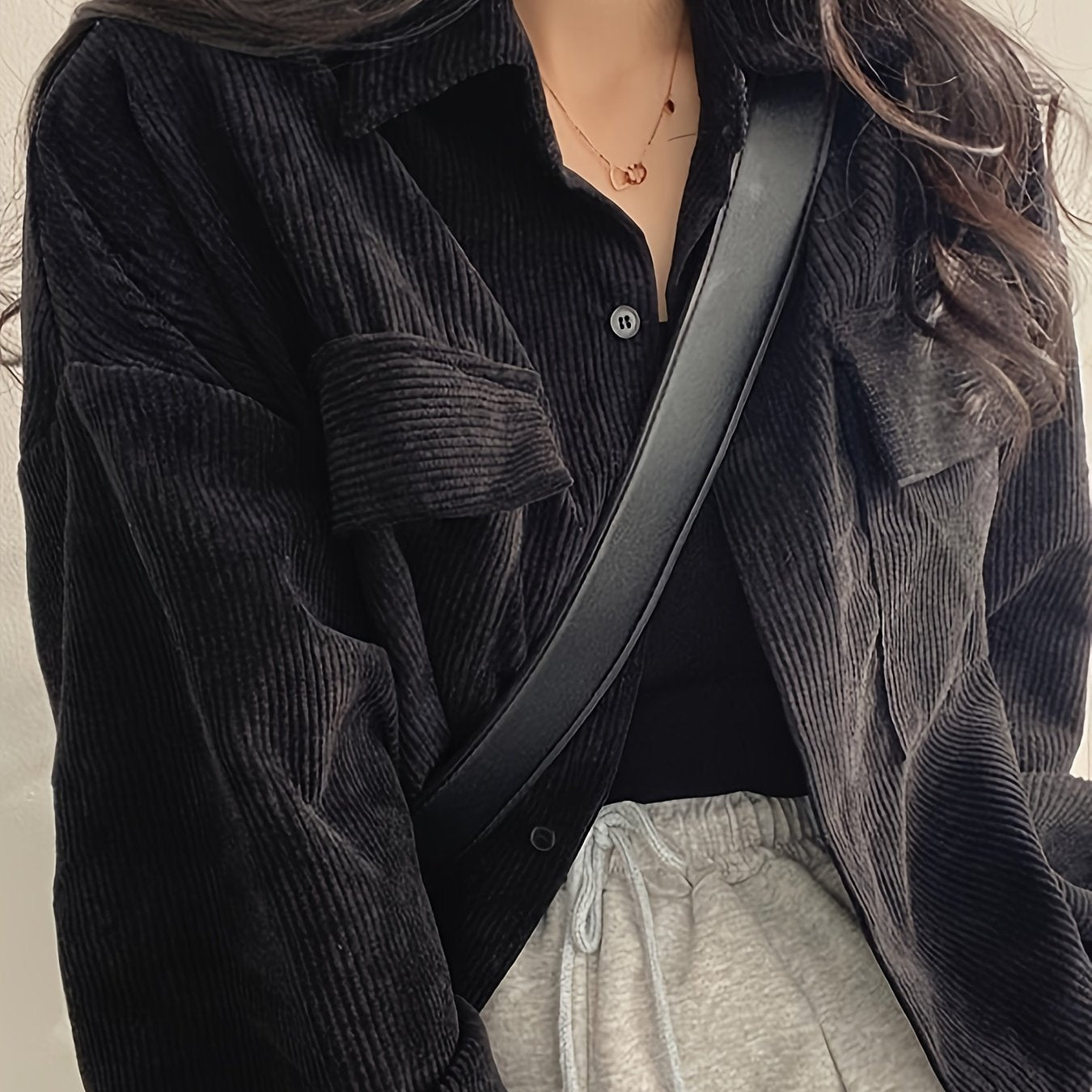 Sixsr Button Front Flap Pockets Jacket, Casual Long Sleeve Jacket For Fall & Winter, Women's Clothing