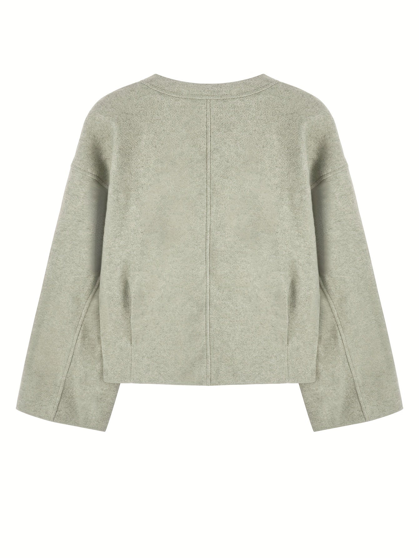 Sixsr Solid Zipper Front Simple Jacket, Casual Long Sleeve Outwear For Fall & Winter, Women's Clothing