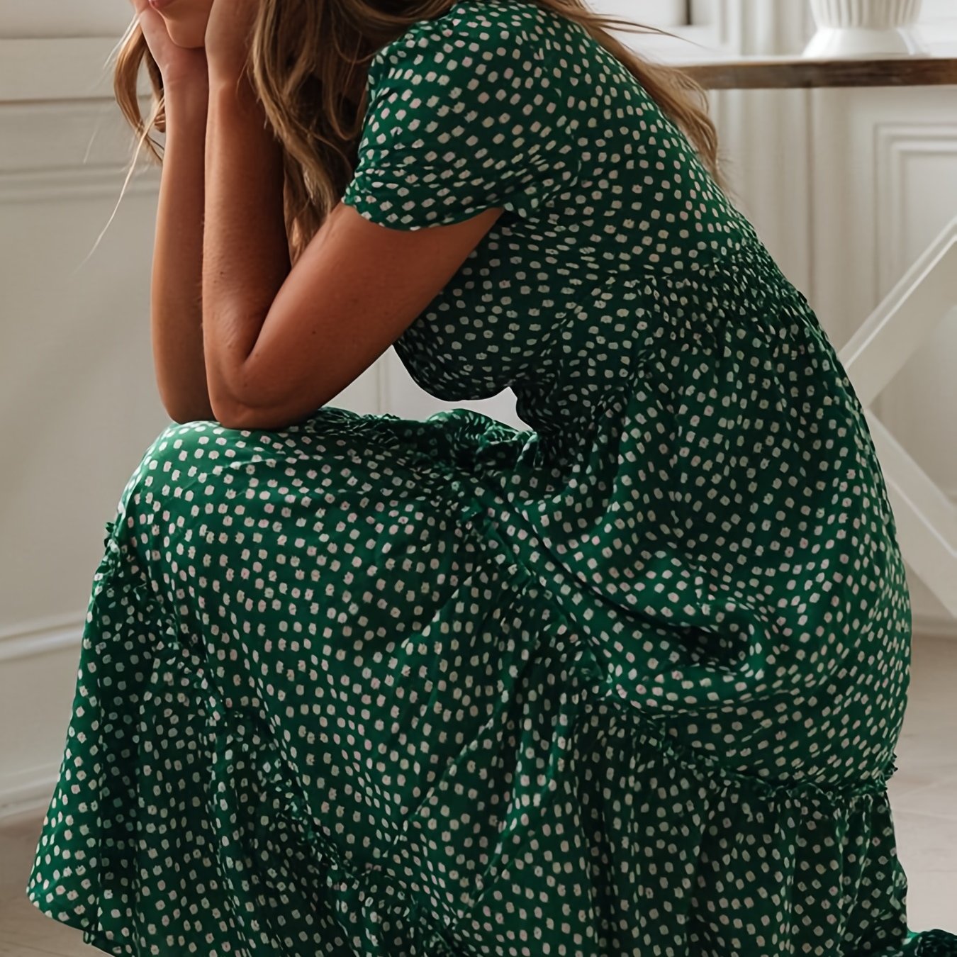 Sixsr Floral Print Square Neck Dress, Boho Puff Sleeve High Waist Tiered Flowy Summer Maxi Dresses, Women's Clothing