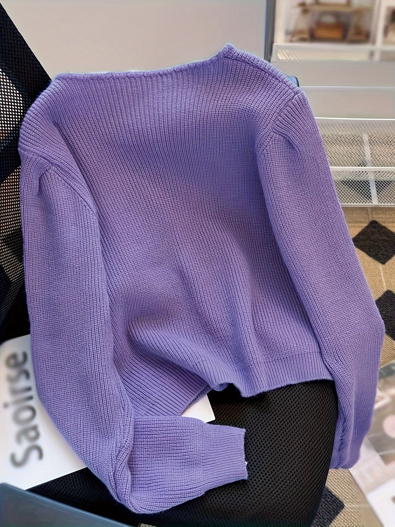 Sixsr Solid Button Front Cardigan, Casual Long Sleeve Drop Shoulder Outwear, Women's Clothing