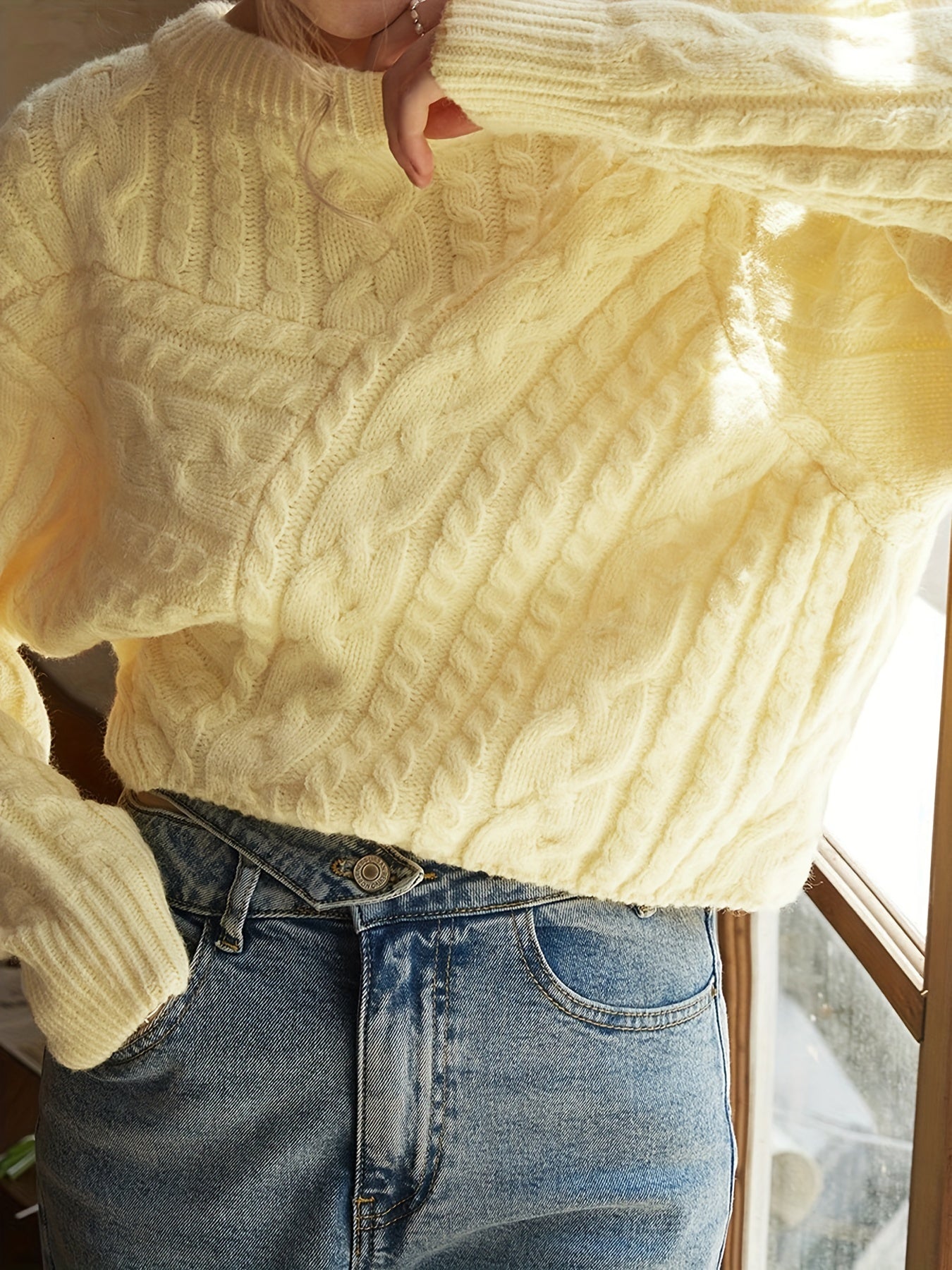 Sixsr Y2K Twist Pattern Crew Neck Sweater, Long Sleeve Sweater For Fall & Winter, Women's Clothing