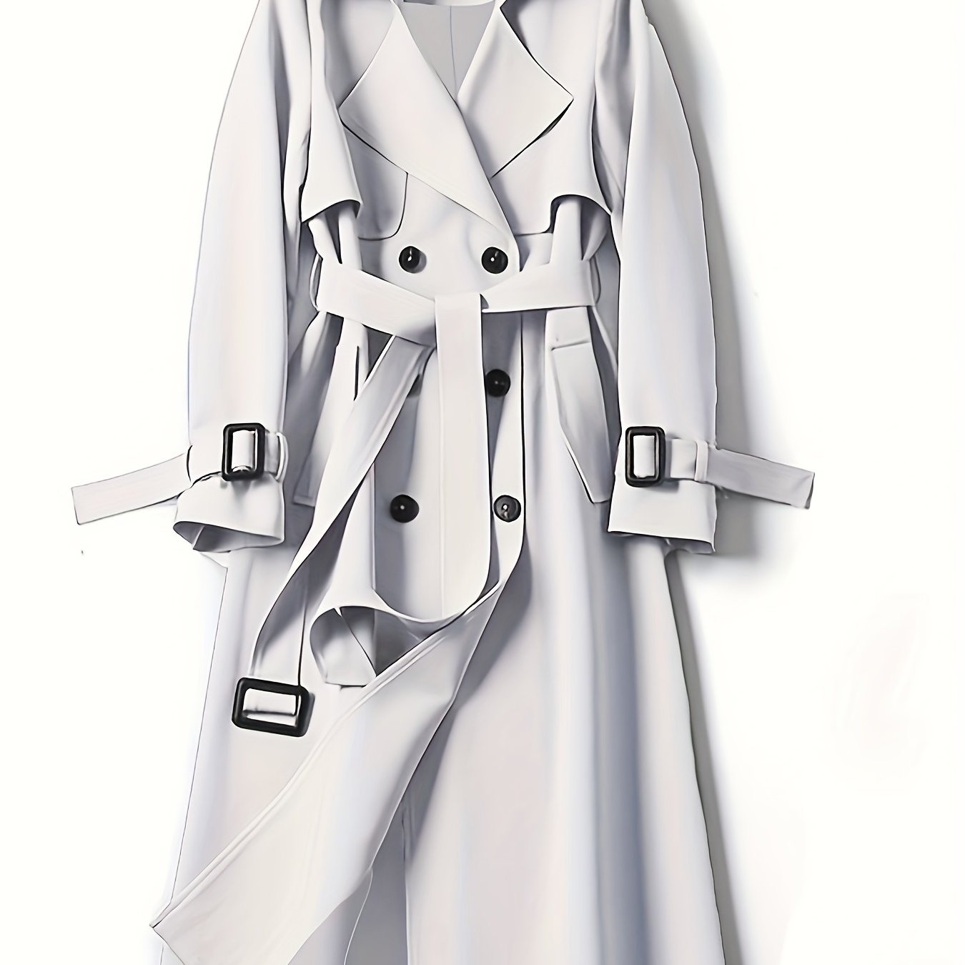 Sixsr Double Breasted Trench Coat, Casual Lapel Long Sleeve Outerwear, Women's Clothing