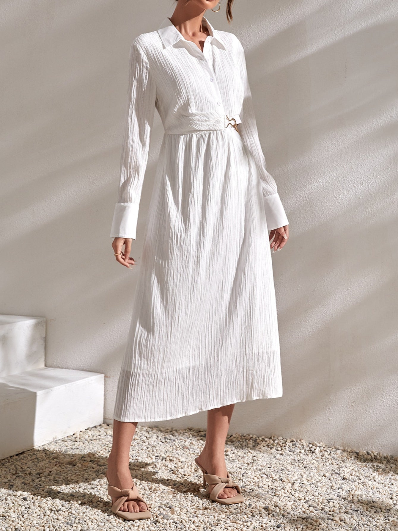 Sixsr Women's Dresses Sexy Casual Cut Out Waist Waist Fashion Loose Solid Dress
