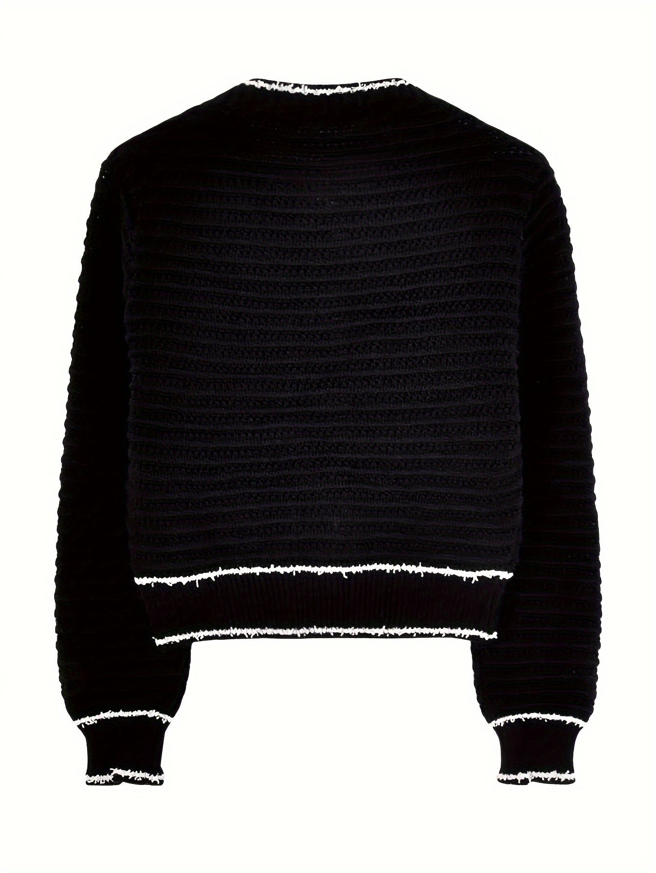 Sixsr Elegant Button Down Knit Cardigan, Crew Neck Long Sleeve Coat For Fall & Winter, Women's Clothing