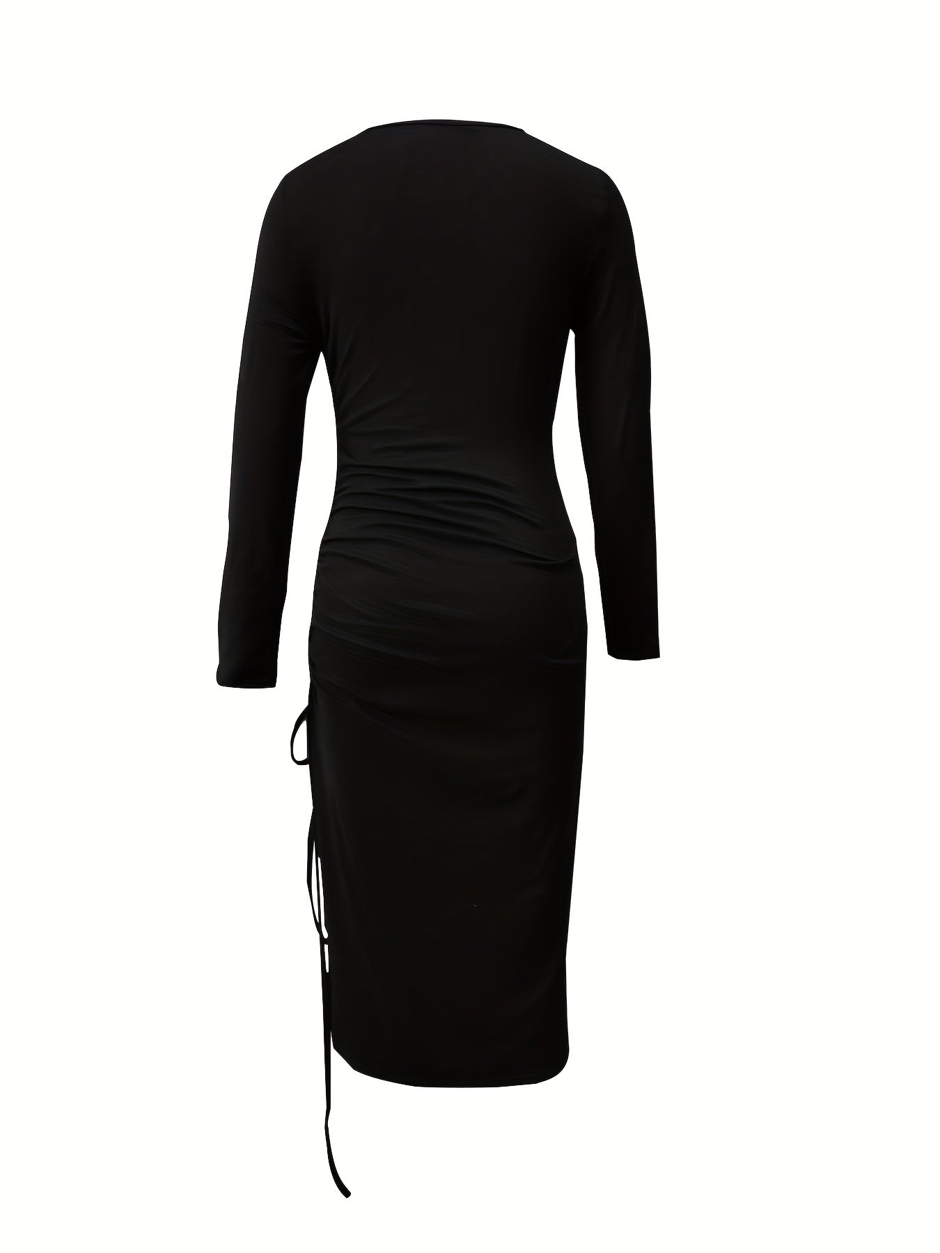 Letter Print Ripped Dress, Sexy Long Sleeve Split Dress, Women's Clothing