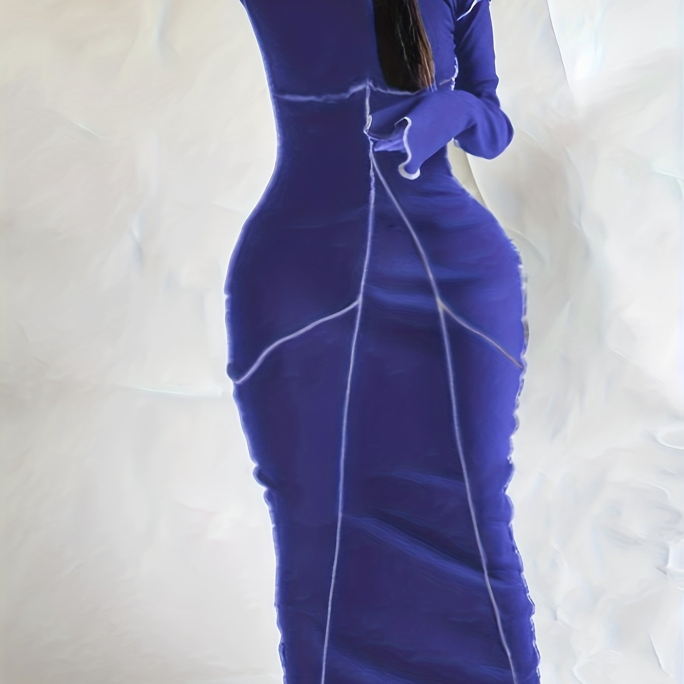 Sixsr Plus Size Seam Hoodie Slim Fit Long Sleeve Bodycon Maxi Dress, Women's Plus Casual Slight Stretch Bodycon Dress