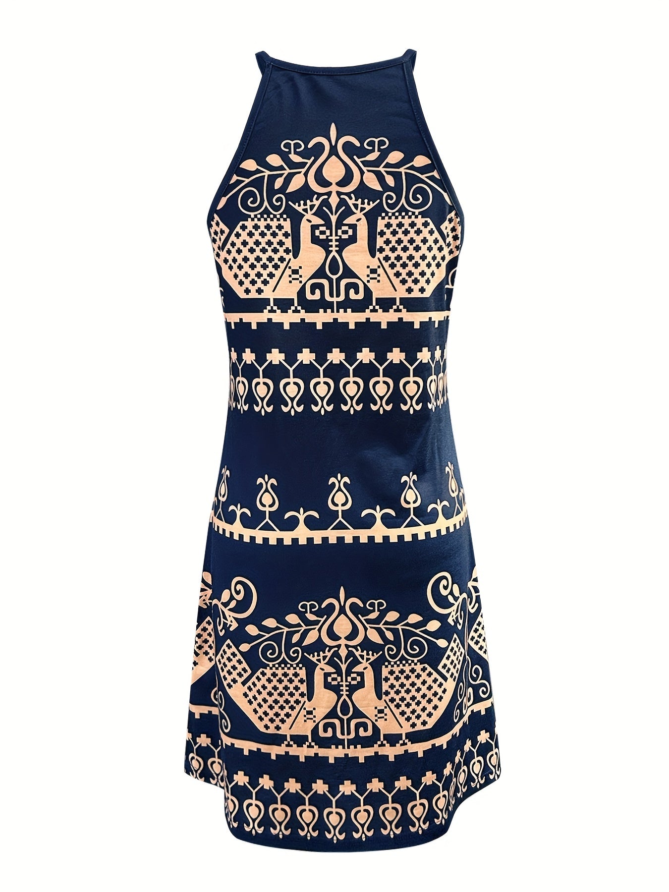 Sixsr Random Print Halter Neck Dress, Summer Casual Every Day Dress, Women's Clothing