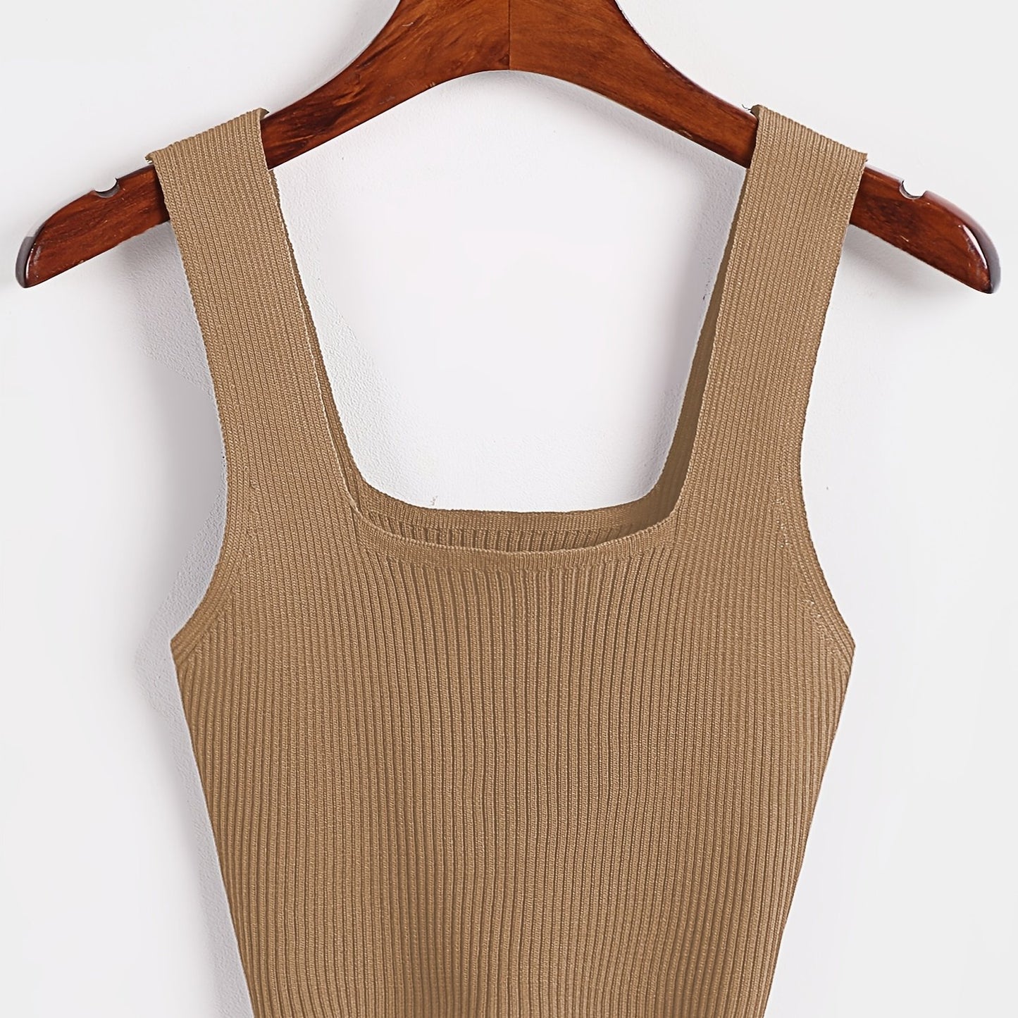 Sixsr Solid Cropped Rib Knitted Vest, Elegant Sleeveless Summer Stretchy Vest, Women's Clothing