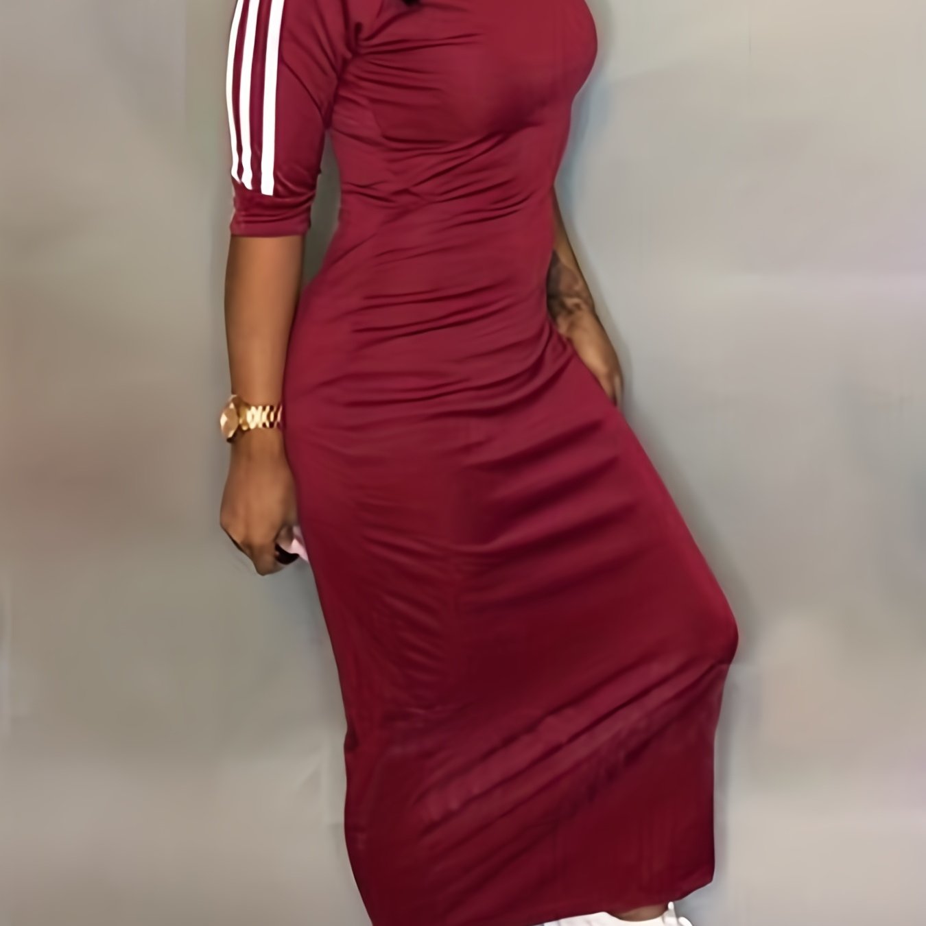 Sixsr Striped Print Maxi Dress, Casual Crew Neck Dress For Spring & Summer, Women's Clothing