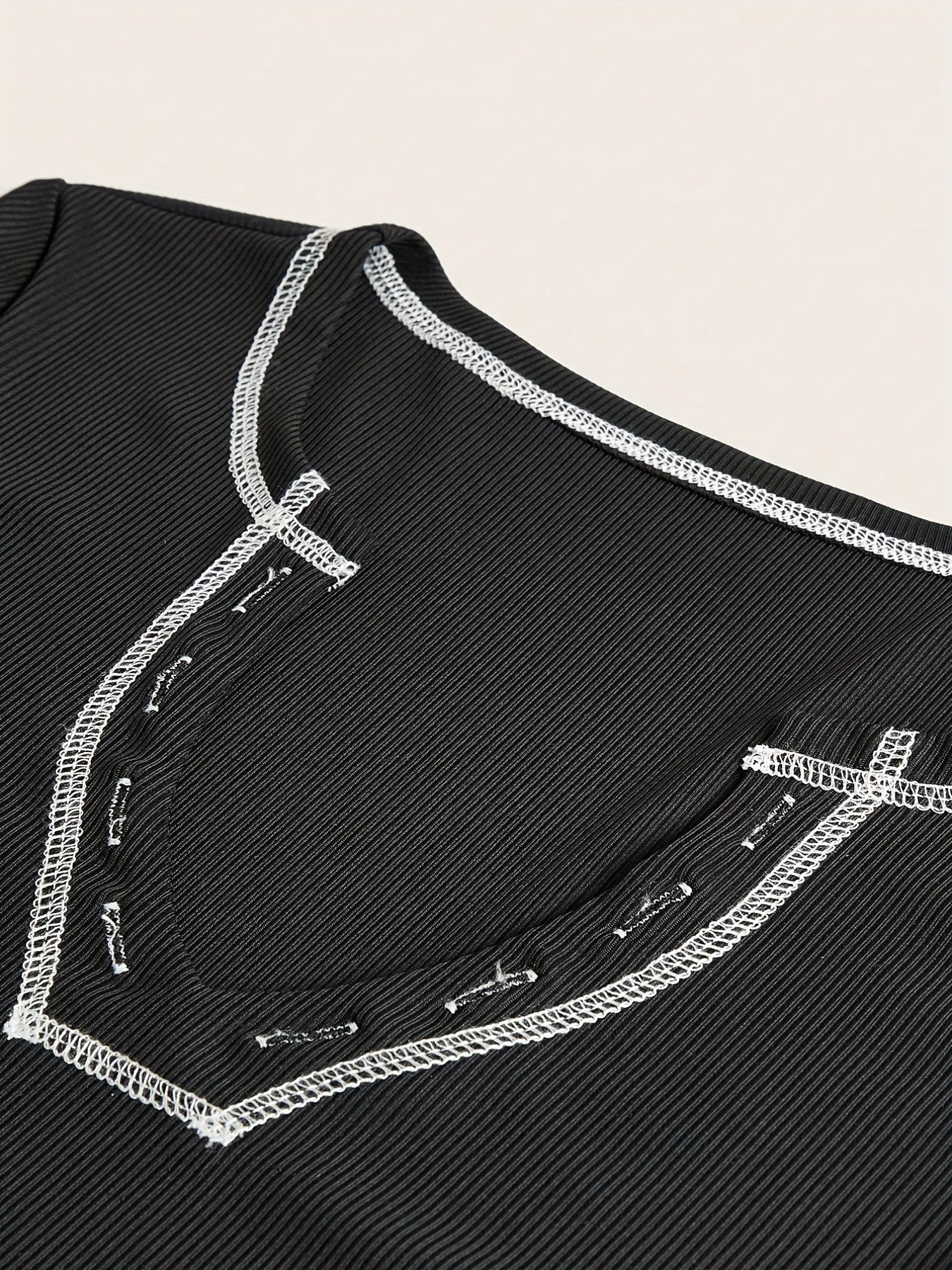 Sixsr 2 Packs Top-stitching Crop T-Shirts, Casual Short Sleeve Top For Spring & Summer, Women's Clothing