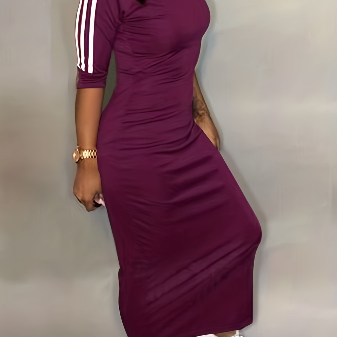 Sixsr Striped Print Maxi Dress, Casual Crew Neck Dress For Spring & Summer, Women's Clothing