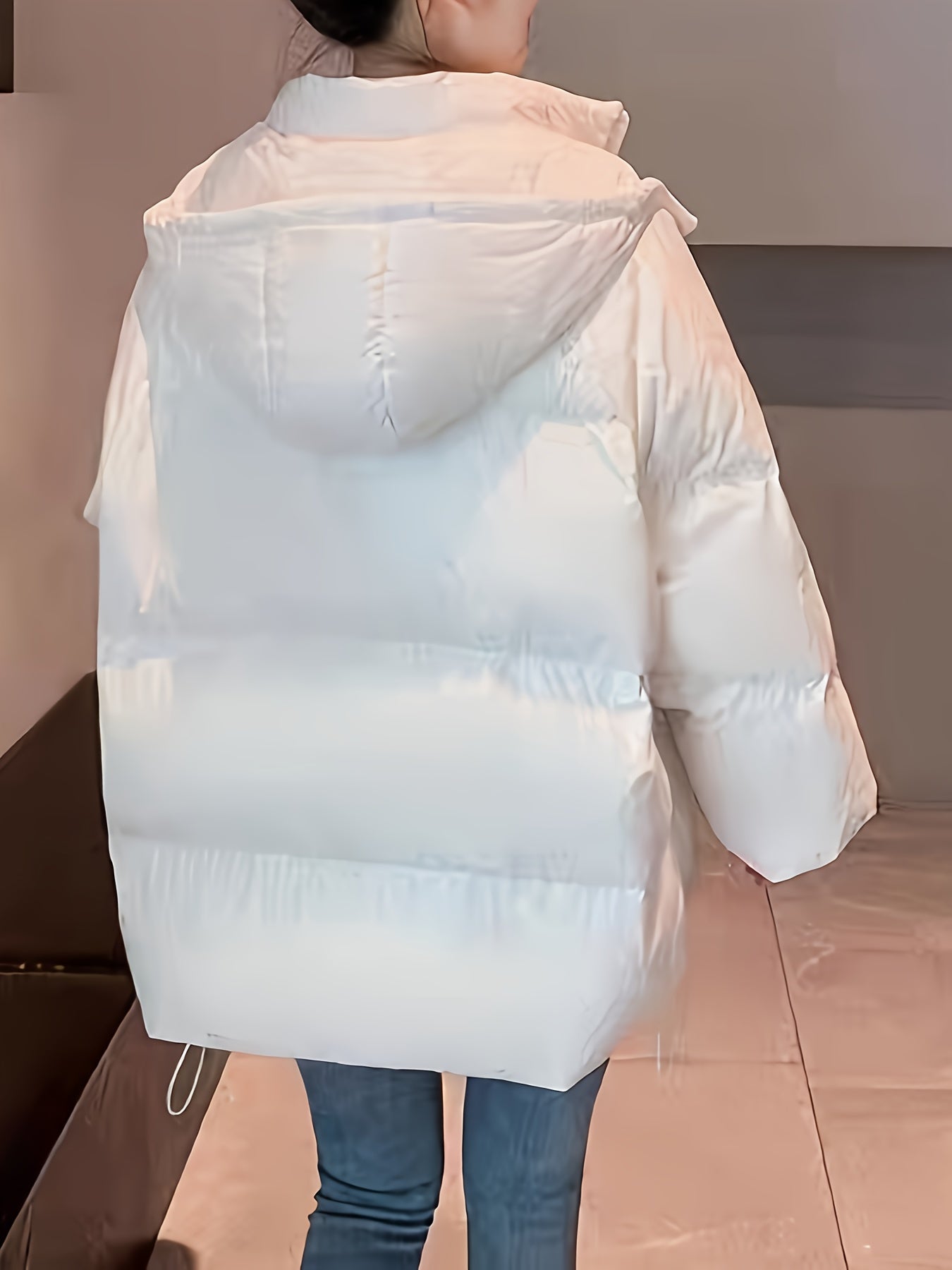 Sixsr Zip Up Warm Hooded Coat, Casual Solid Long Sleeve Winter Outerwear, Women's Clothing