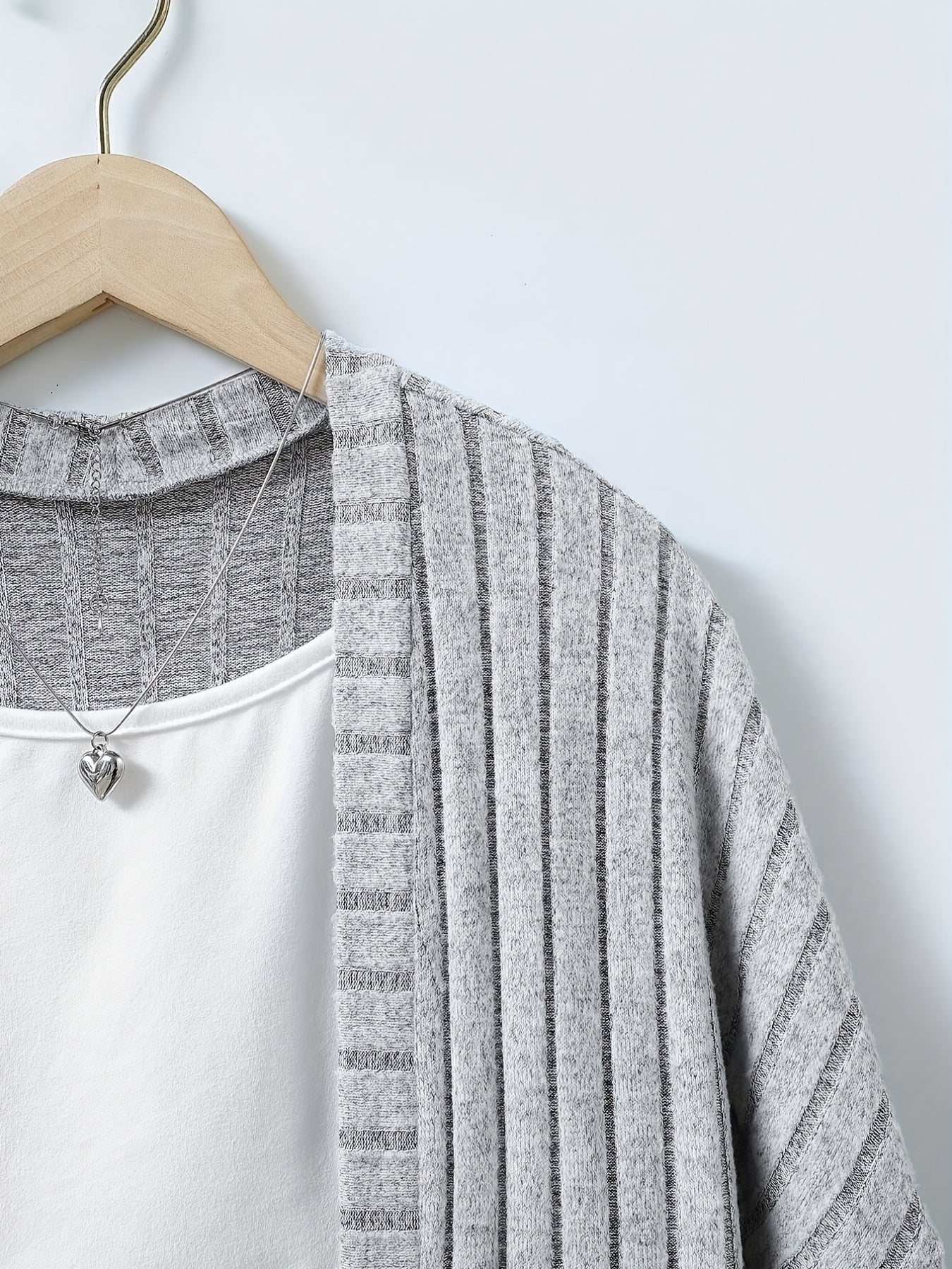 Sixsr Long Length Rib Knit Cardigan, Long Sleeve Casual Open Front Sweater, Women's Clothing