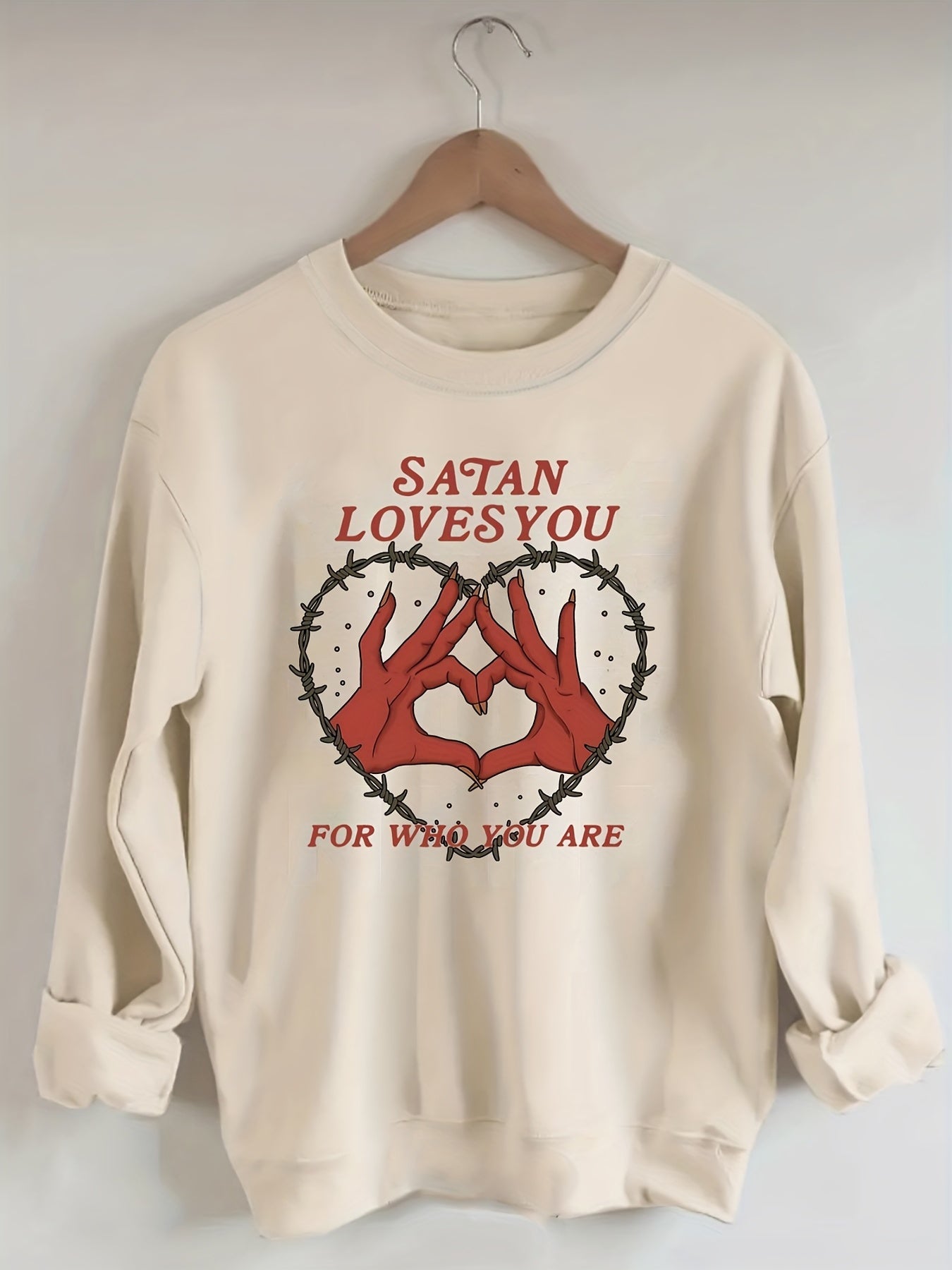 Sixsr Plus Size Casual Sweatshirt, Women's Plus Graphic & Slogan Print Long Sleeve Round Neck Sweatshirt
