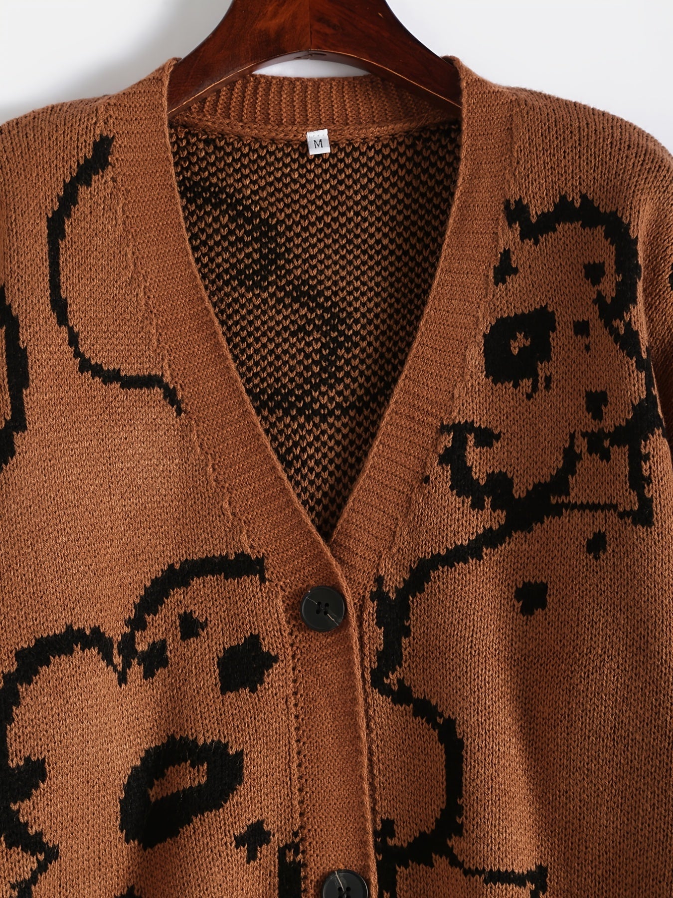 Sixsr Plus Size Long Sleeve Button Front Sweater Cardigan, Women's Plus Casual Slight Stretch Sweater