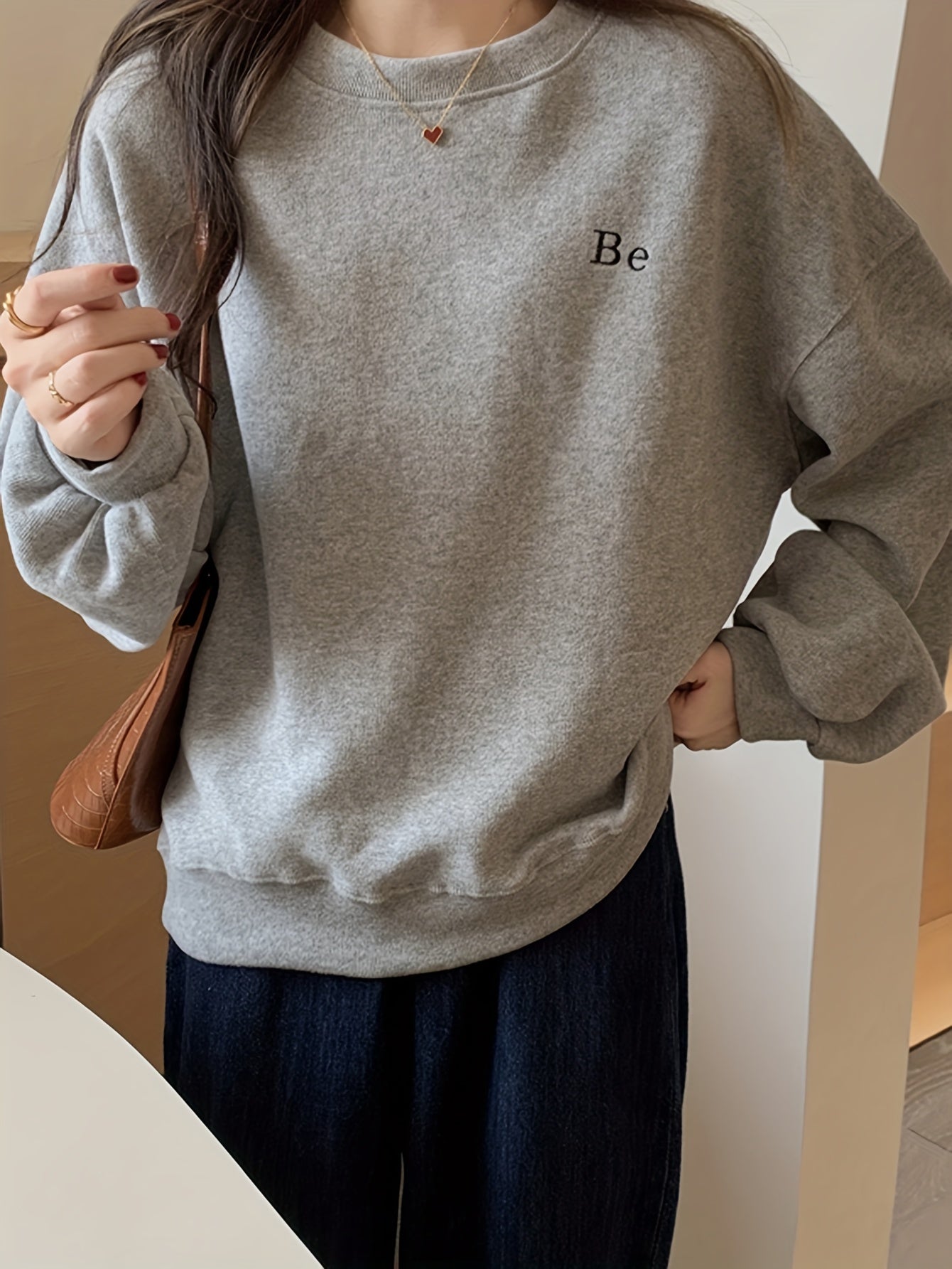 Sixsr Letter Pattern Pullover Sweatshirt, Casual Long Sleeve Crew Neck Sweatshirt For Fall & Winter, Women's Clothing