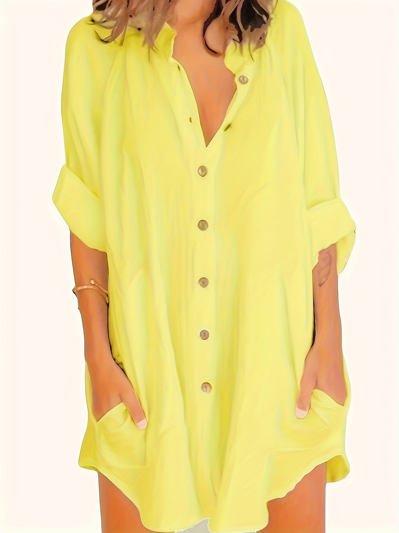 Sixsr Long Sleeve Shirt Dress, Button Up Casual Dress, Women's Clothing