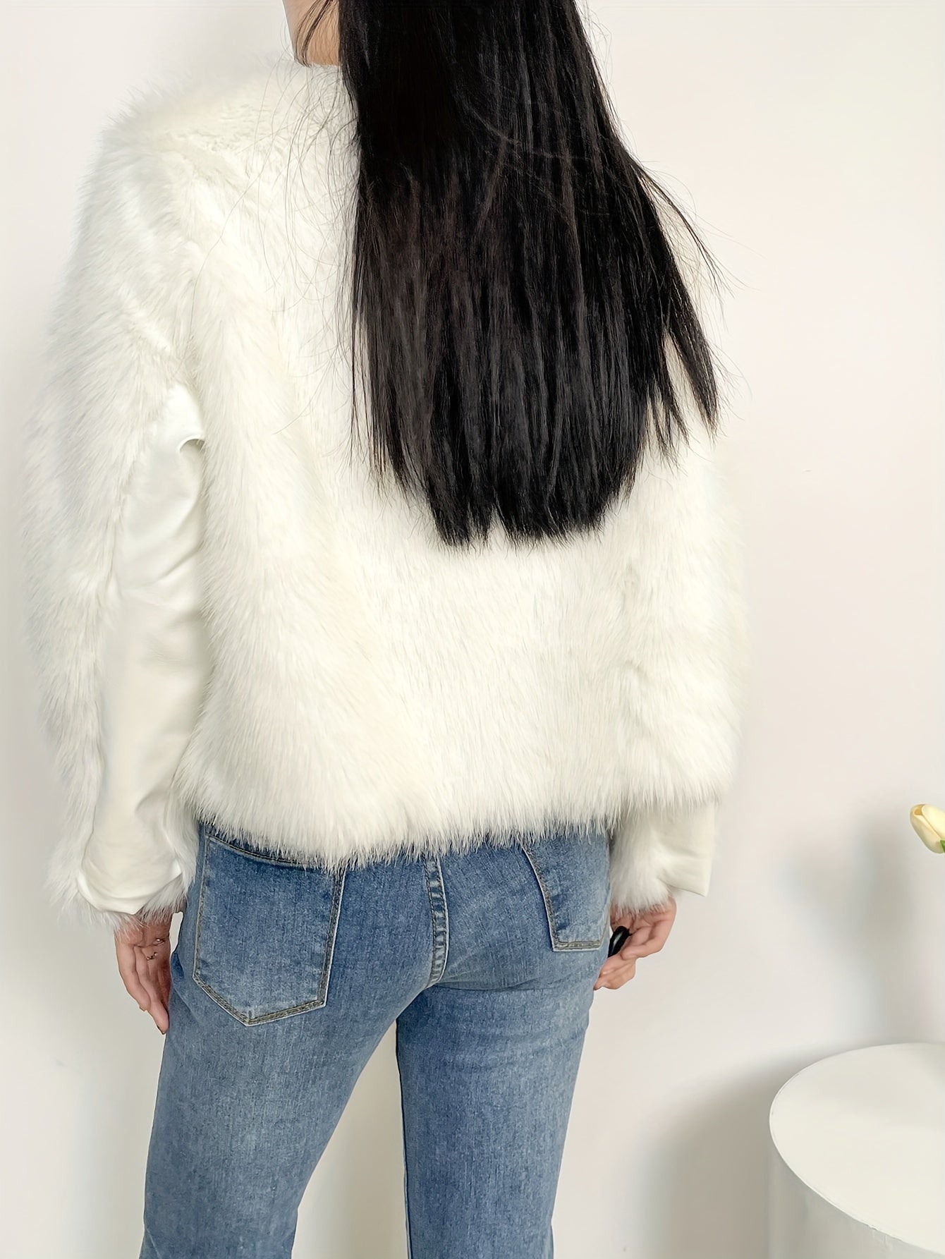 Sixsr Button Front Faux Fur Coat, Elegant Long Sleeve Coat For Fall & Winter, Women's Clothing