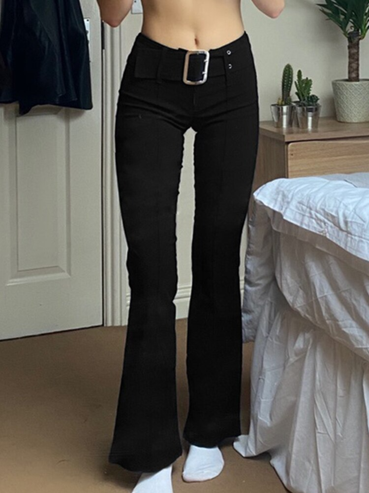 Sixsr  Spring Womens Fashion Goth Dark Y2k E-girl Striped Print Gothic Suit Pants Black Slim High Waist Zipper Front Trousers Women Autumn Fashion Streetwear