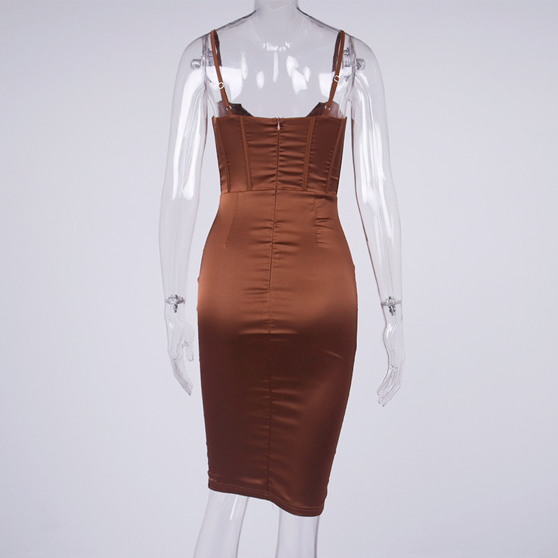 sixsr High Quality Satin Bodycon Dress Women Party Dress New Double Layer House of Cb Bodycon Dress Celebrity Evening Club Dress