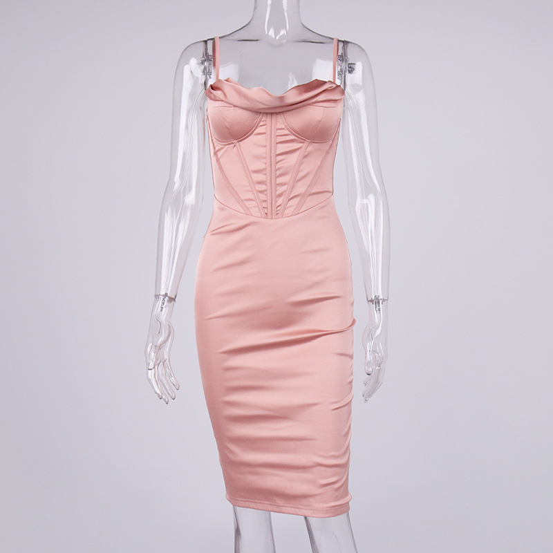 sixsr High Quality Satin Bodycon Dress Women Party Dress New Double Layer House of Cb Bodycon Dress Celebrity Evening Club Dress