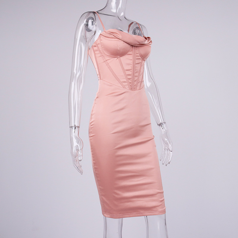 sixsr High Quality Satin Bodycon Dress Women Party Dress New Double Layer House of Cb Bodycon Dress Celebrity Evening Club Dress