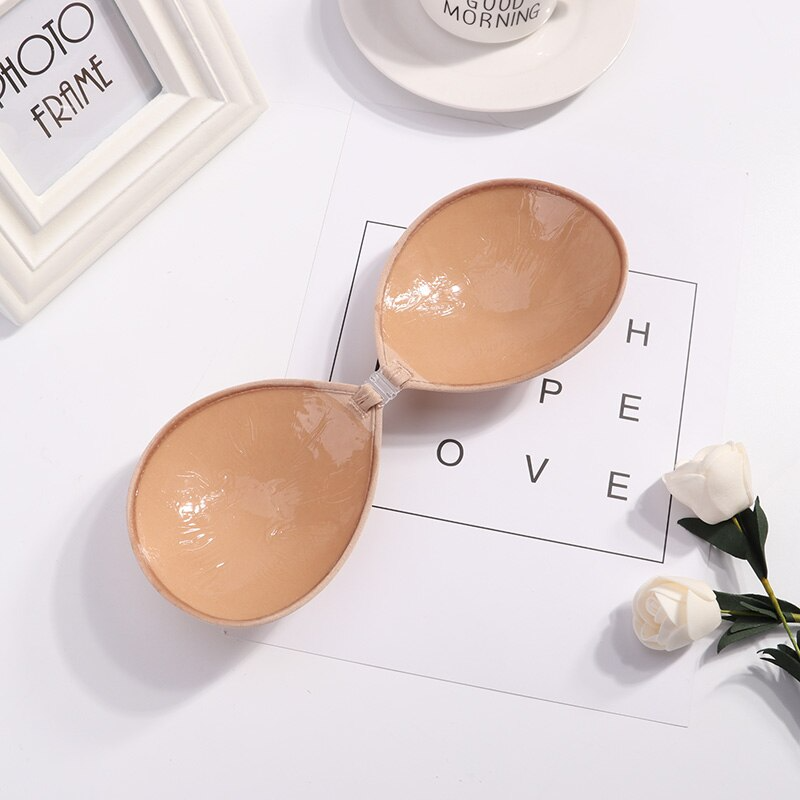 Sexy Women Invisible Push Up Bra Self-Adhesive Silicone Bust Front Closure Sticky Bra 1/2Pcs Backless Strapless Bra