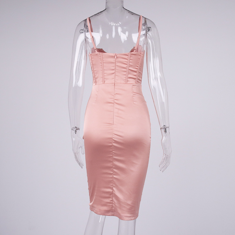 Sixsr trends high quality Giyu Night Clubwear Party Satin White Dresses Women Summer Sexy Bodycon Midi Vestidos Spaghetti Strap Backless Corset Dress